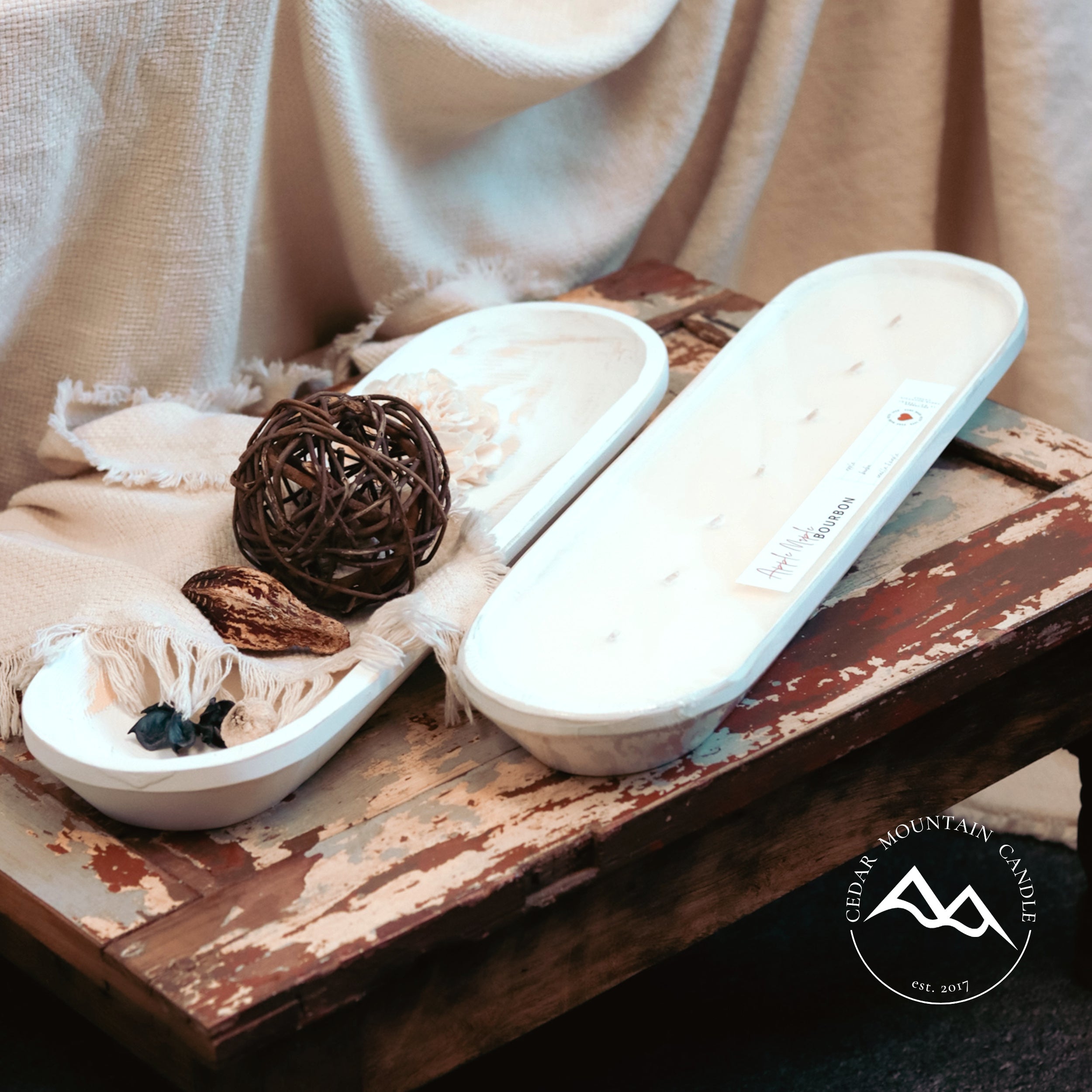 Fresh Lavender - 7 Wick White Wood Dough Bowl Soy Candle — product image