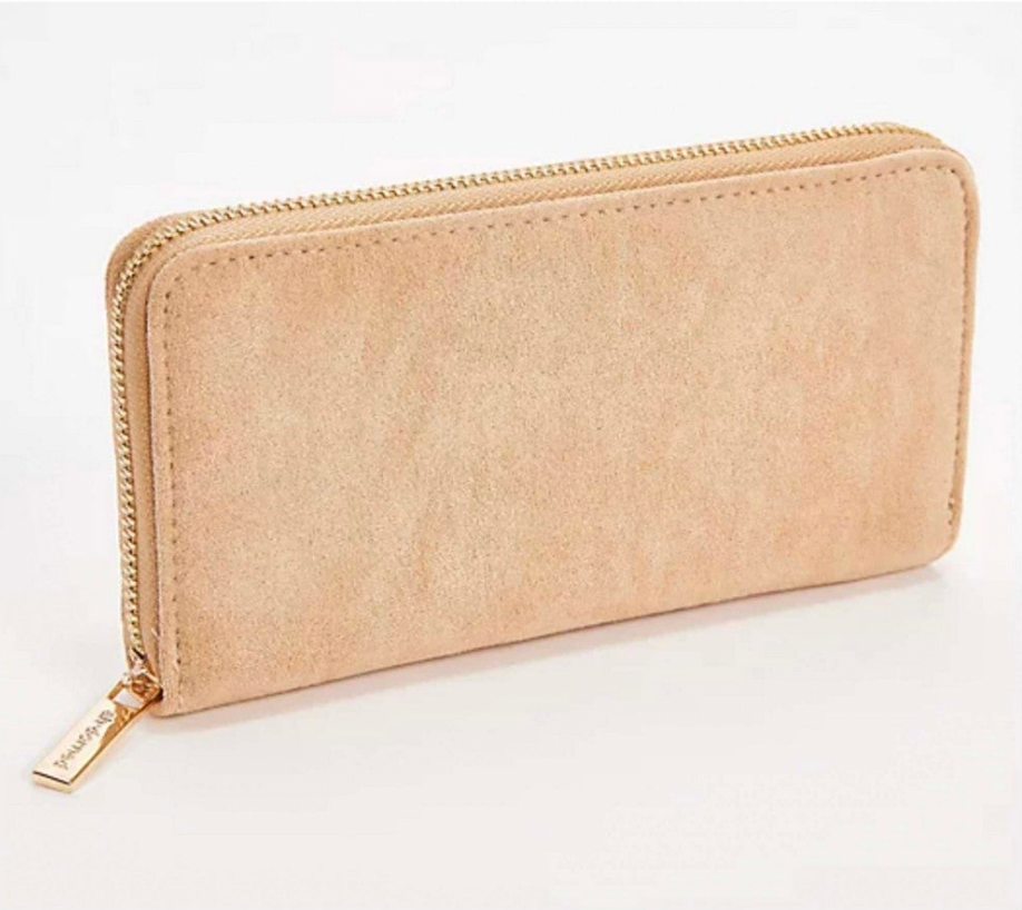 Zip Around Faux Suede Wallet: Black — product image