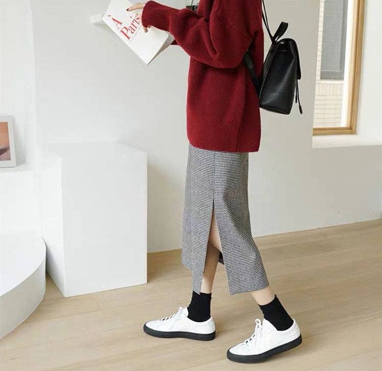 Chic HighNeck Knit Sweater FallWinter Style: Crisp White / One Size Fits Most.