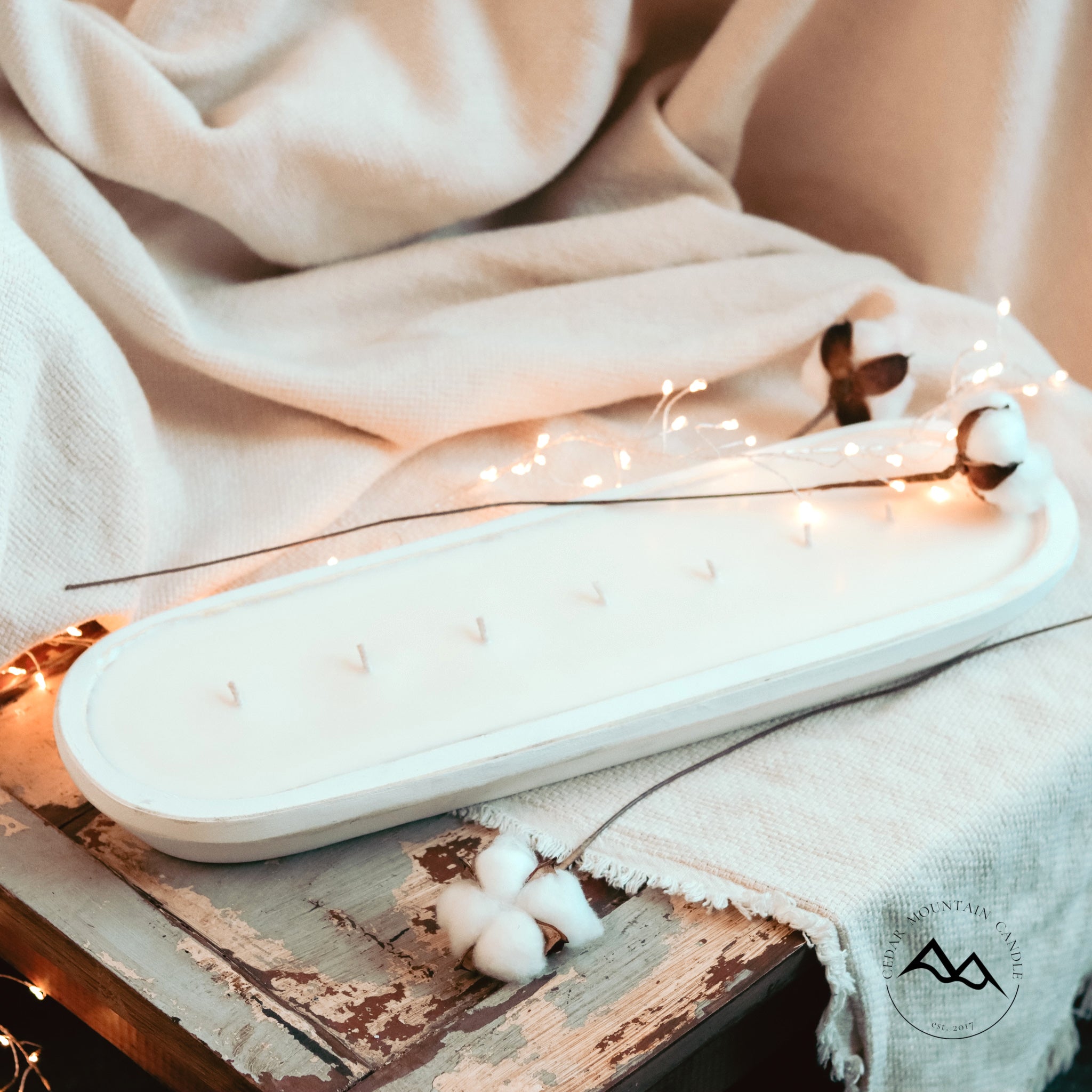 Fresh Lavender - 7 Wick White Wood Dough Bowl Soy Candle — product image