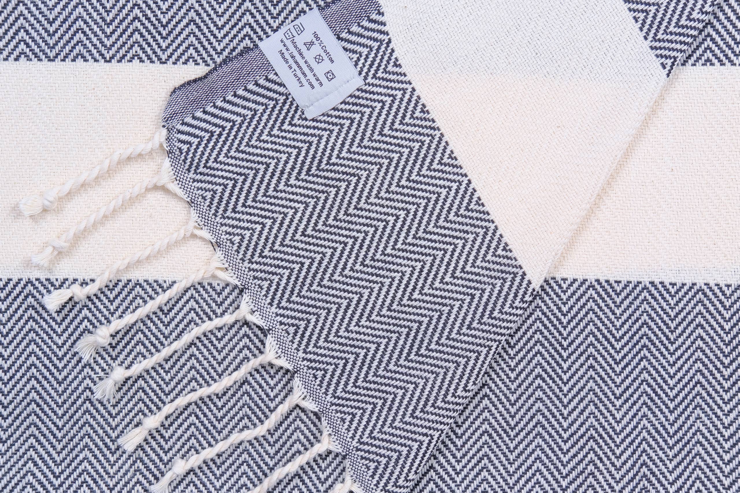 Herring Peshtemal  Cotton  Beach Towel: Black