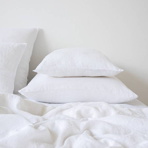 Linen Pillow Case Optical White Stone Washed European Linen: EURO  (26 x 26)