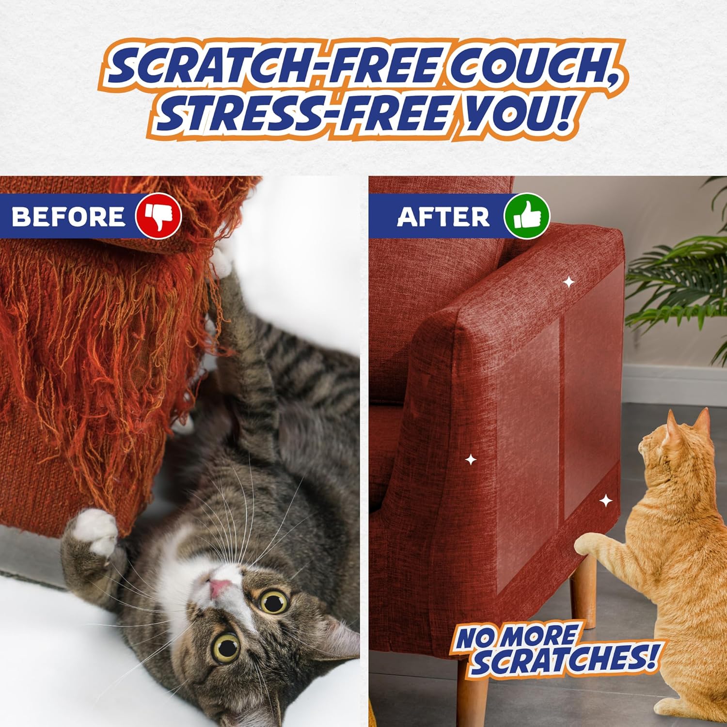 Panther Armor Cat Scratch Furniture Protector – Double Sided Anti Cats Scratching Sticky Tape – 10 Sheets