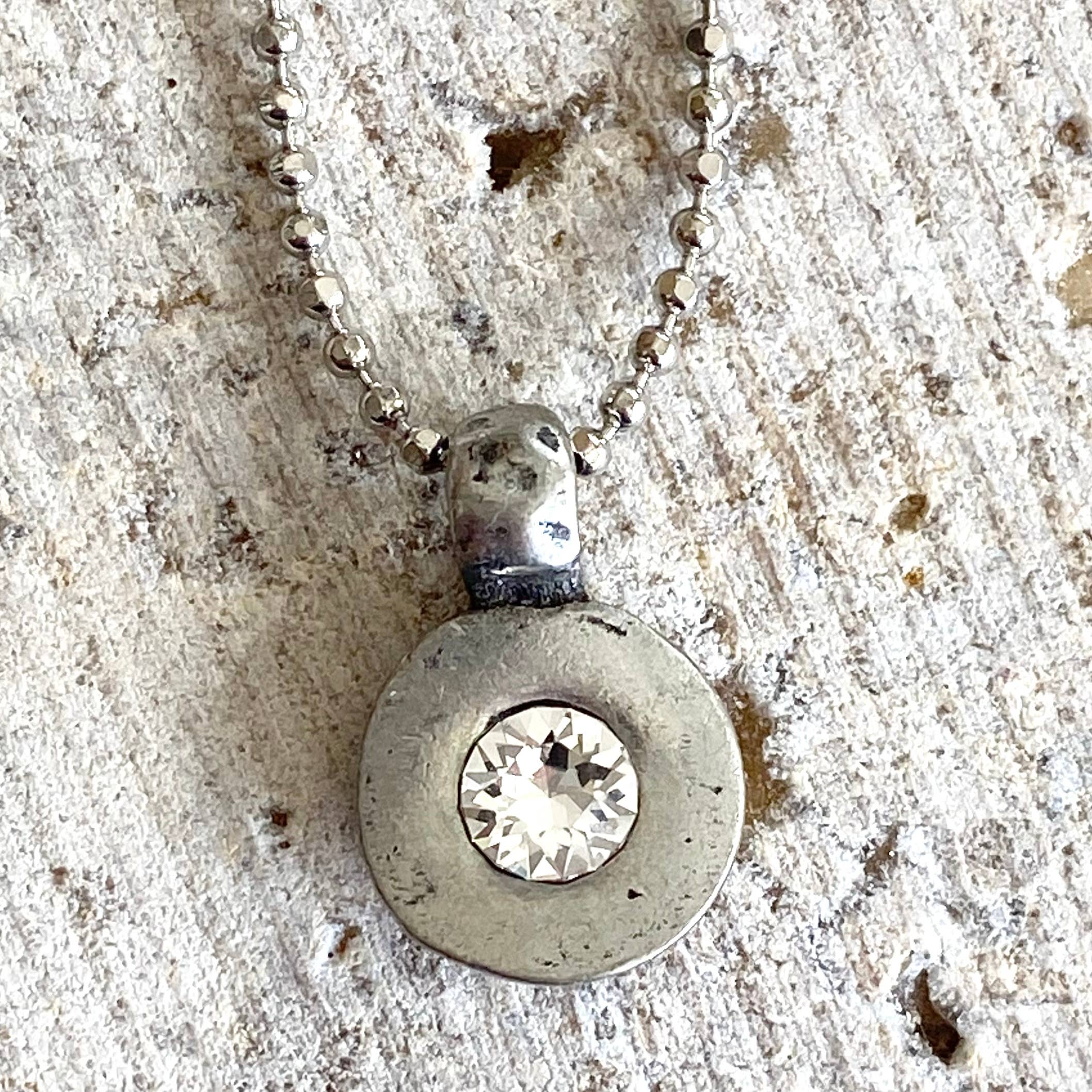 Hand casted Swarovski layering boutique salon necklace spa: Silver / 17”