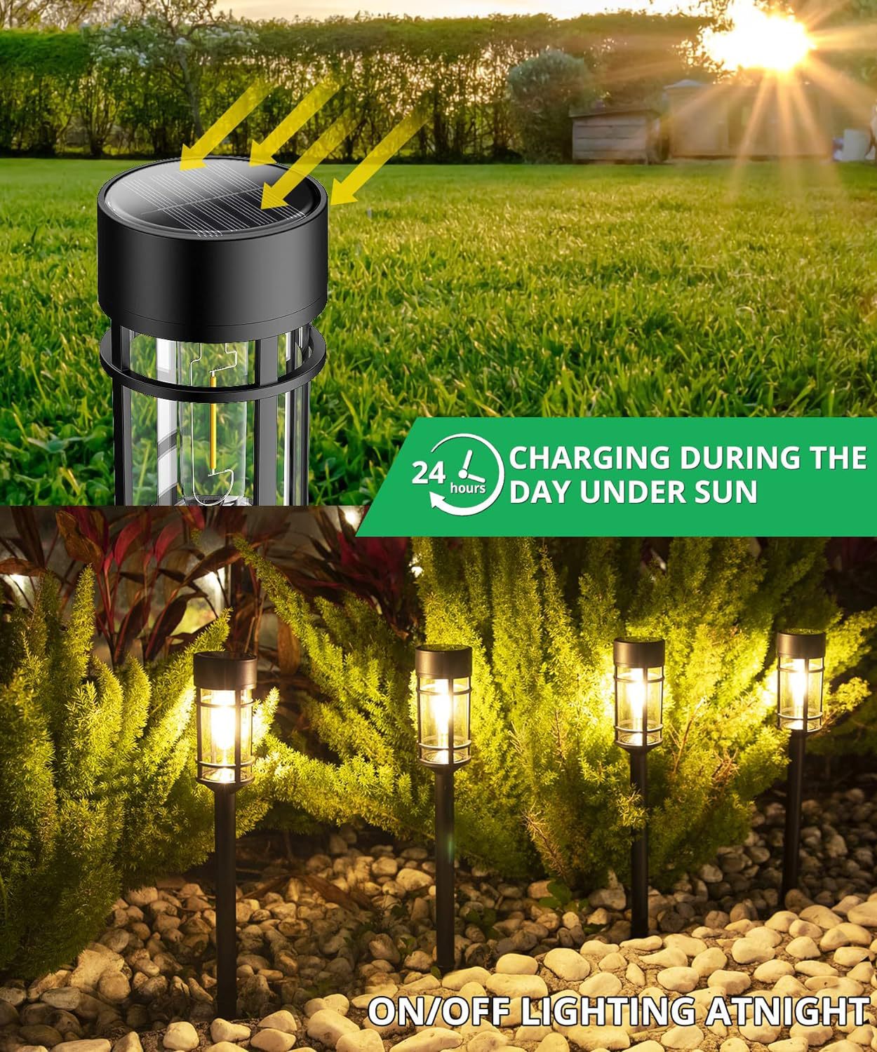 Hakol 8 Pack LED Solar Lights Outdoor Waterproof 3000k — product image