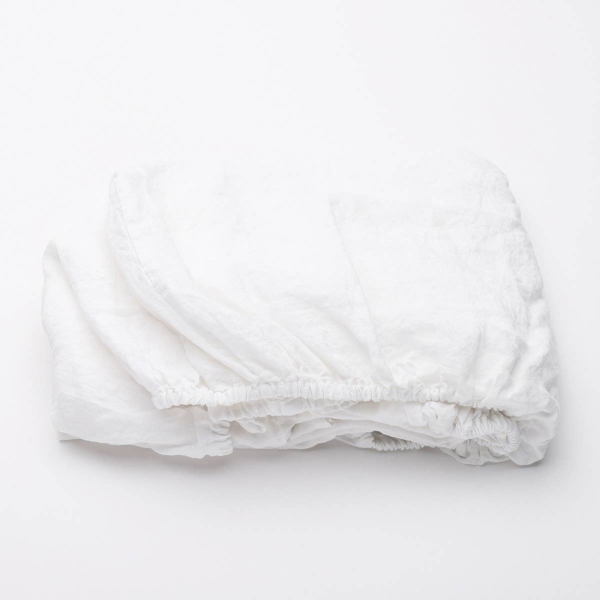 Linen Deep Pocket Fitted Sheet Optical White Stone Washed: FULL (54 x 76 x 18)