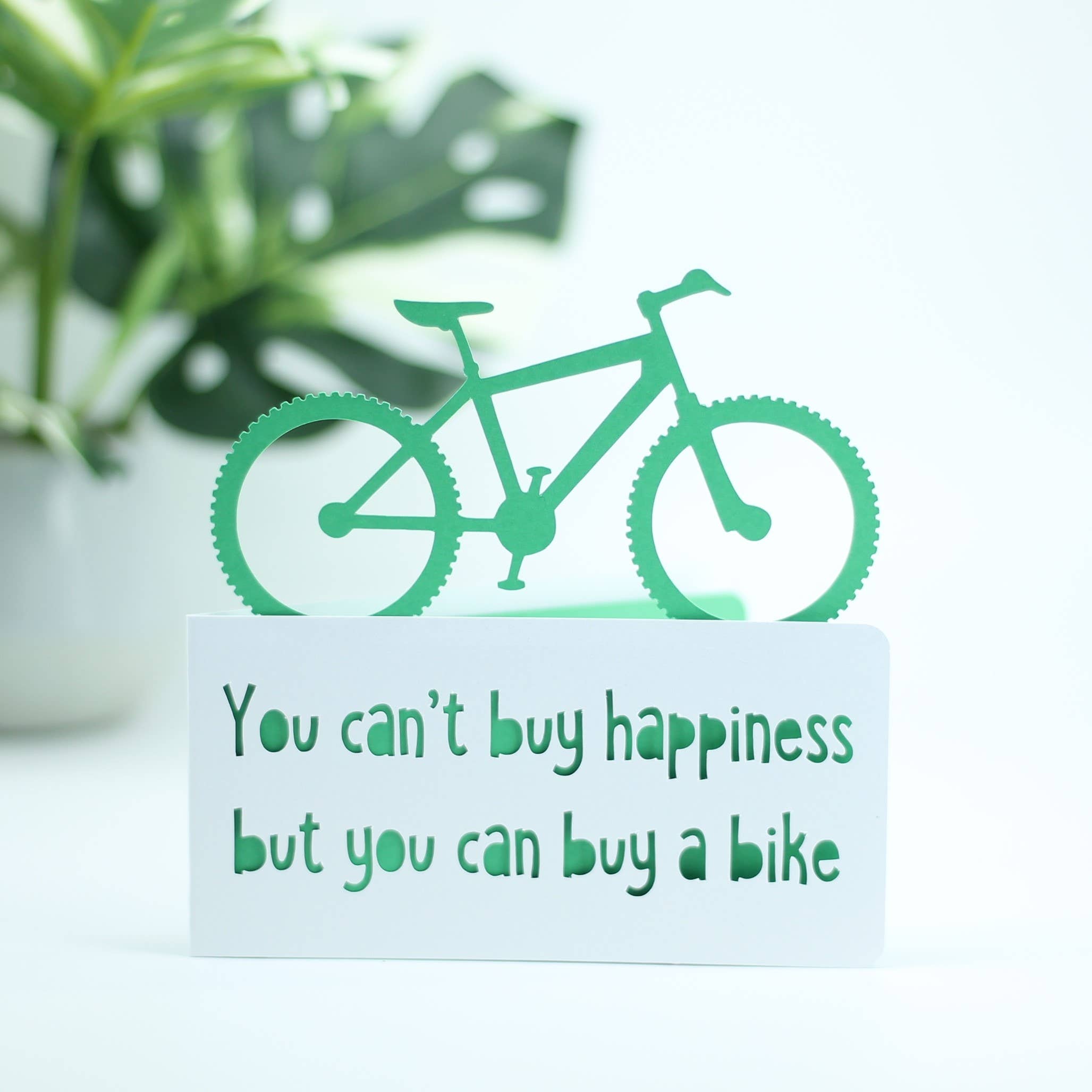 Happiness Bike Quote - Everyday Greeting Card: Green
