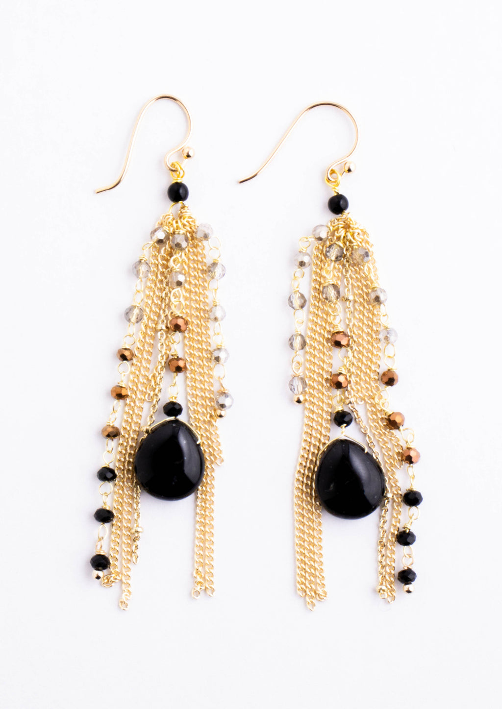 Thai Crystal Fringe Earrings: Pink — product image