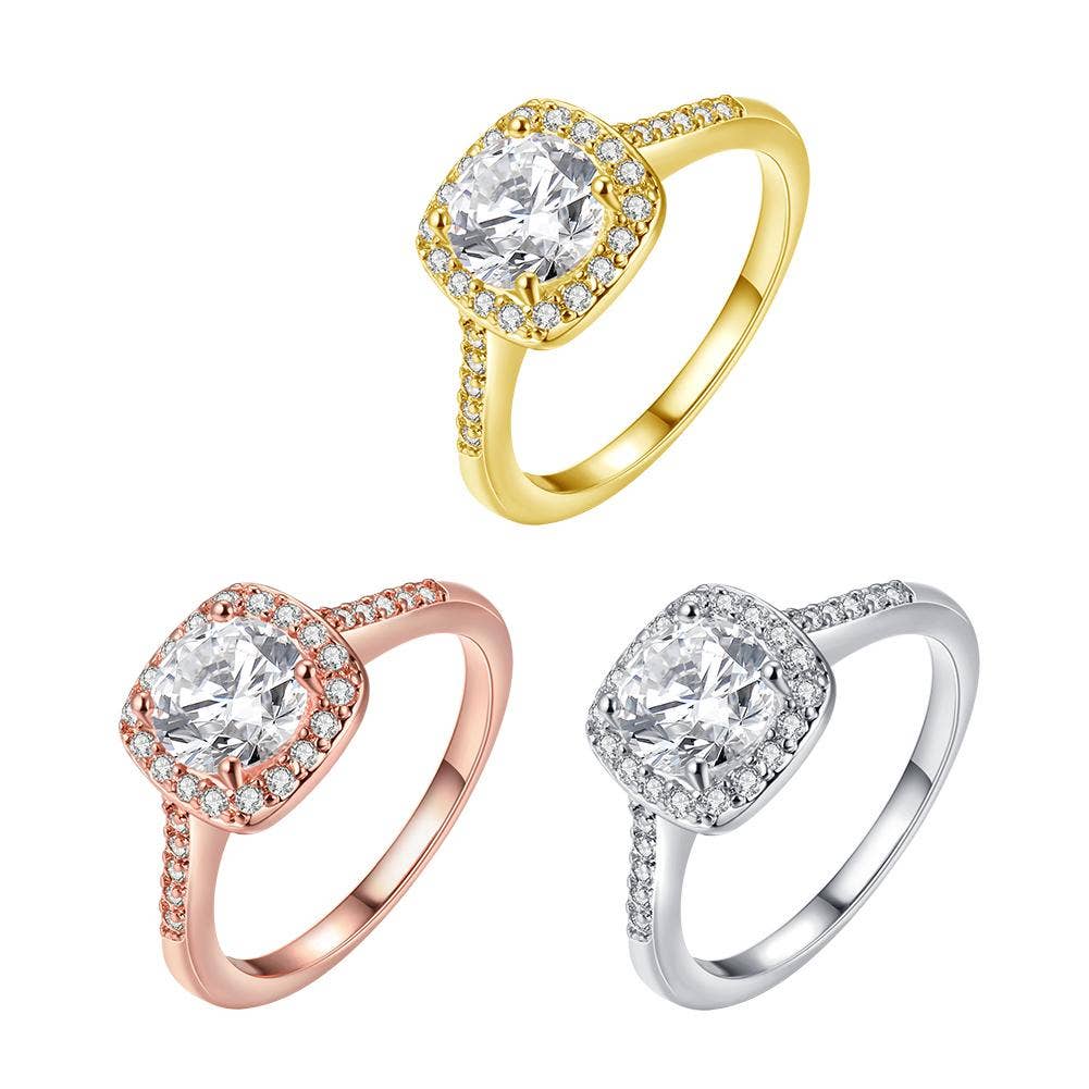 Swarovski Crystal Halo Ring: White / 8