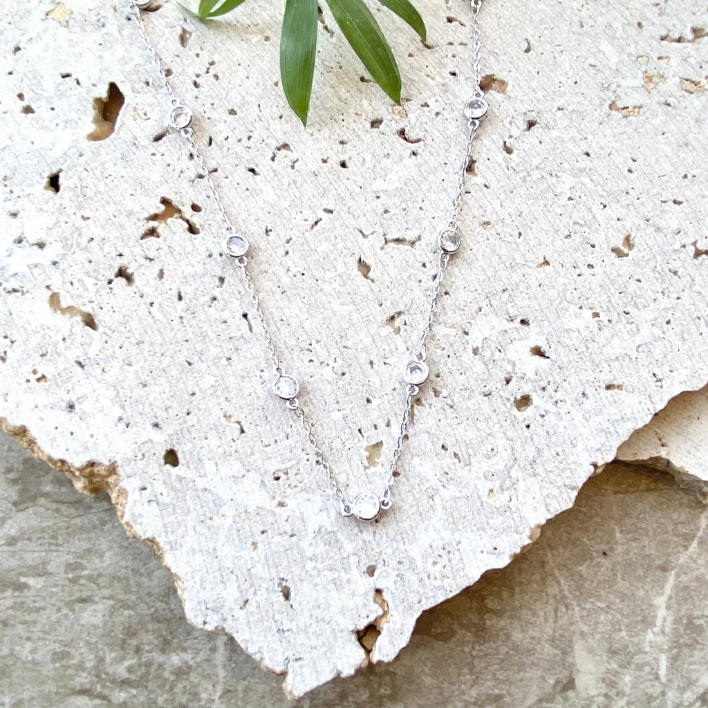Crystal silver boutique necklace salon bridal jewelry