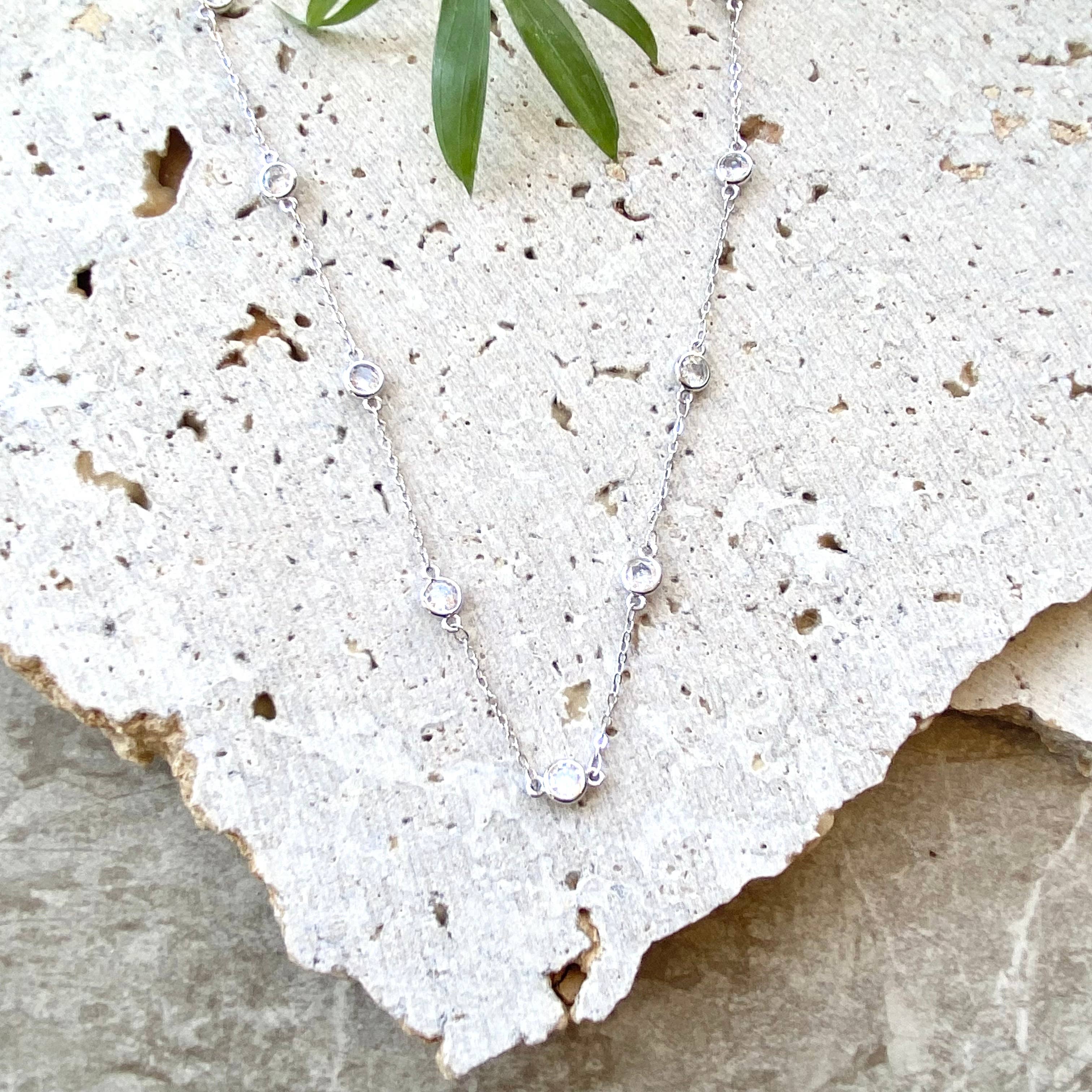 Crystal silver boutique necklace salon bridal jewelry