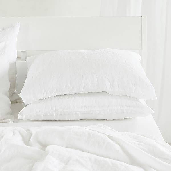 Linen Pillow Case Optical White Stone Washed European Linen: EURO  (26 x 26)