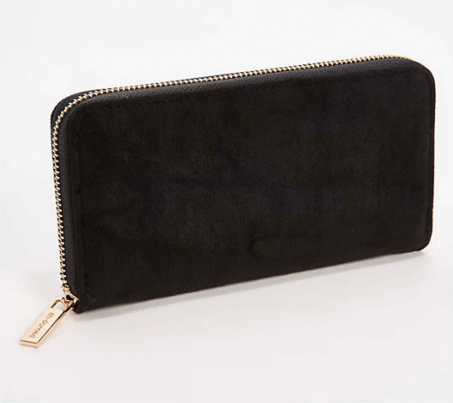 Zip Around Faux Suede Wallet: Camel — product image