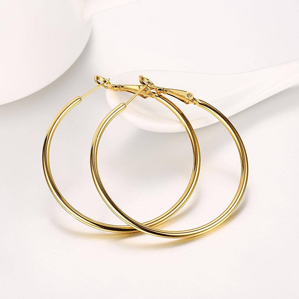 42mm Round Hoop Earring: 18K Gold Plated