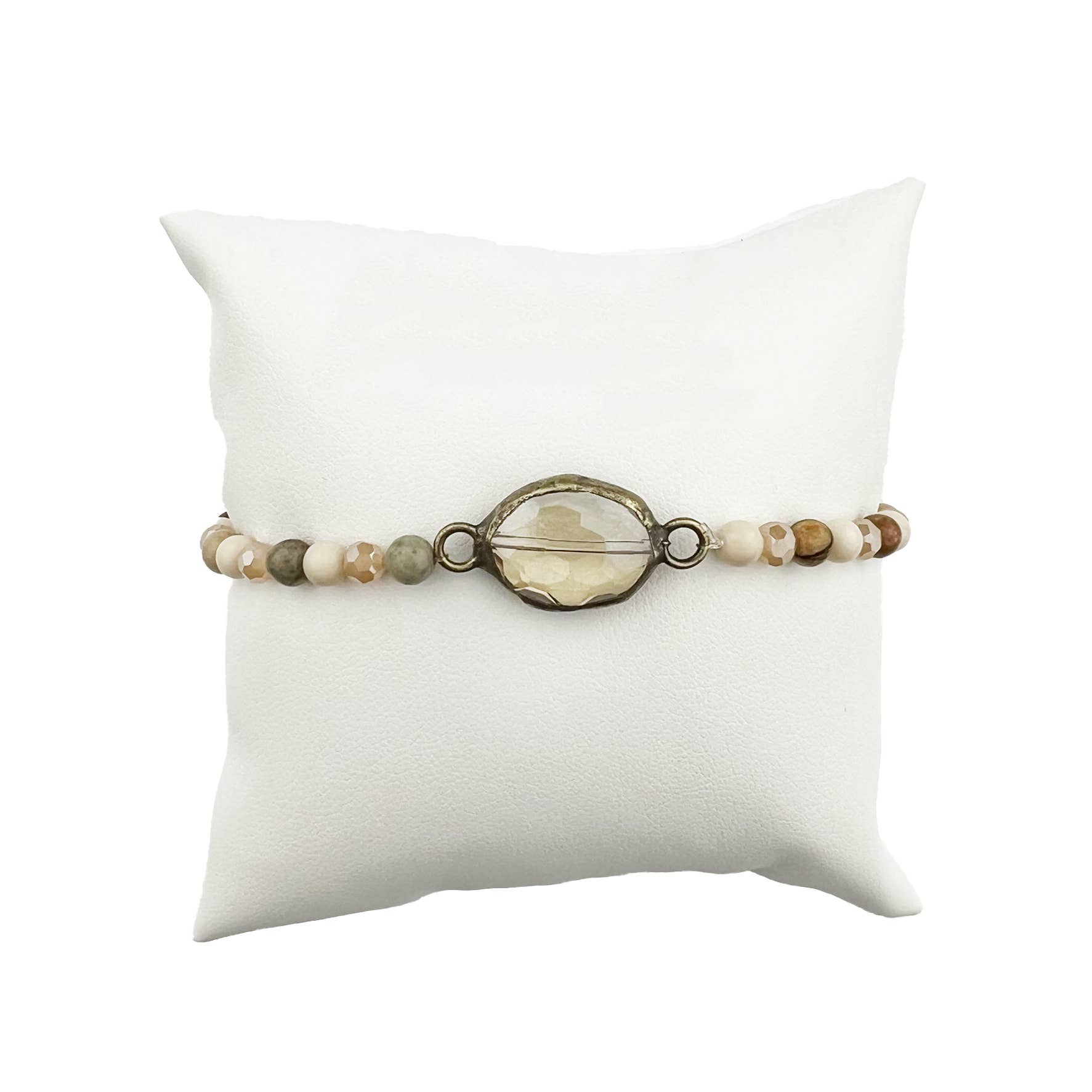 Oval Crystal Stretch Bracelet: Sunrise Jasper Mix