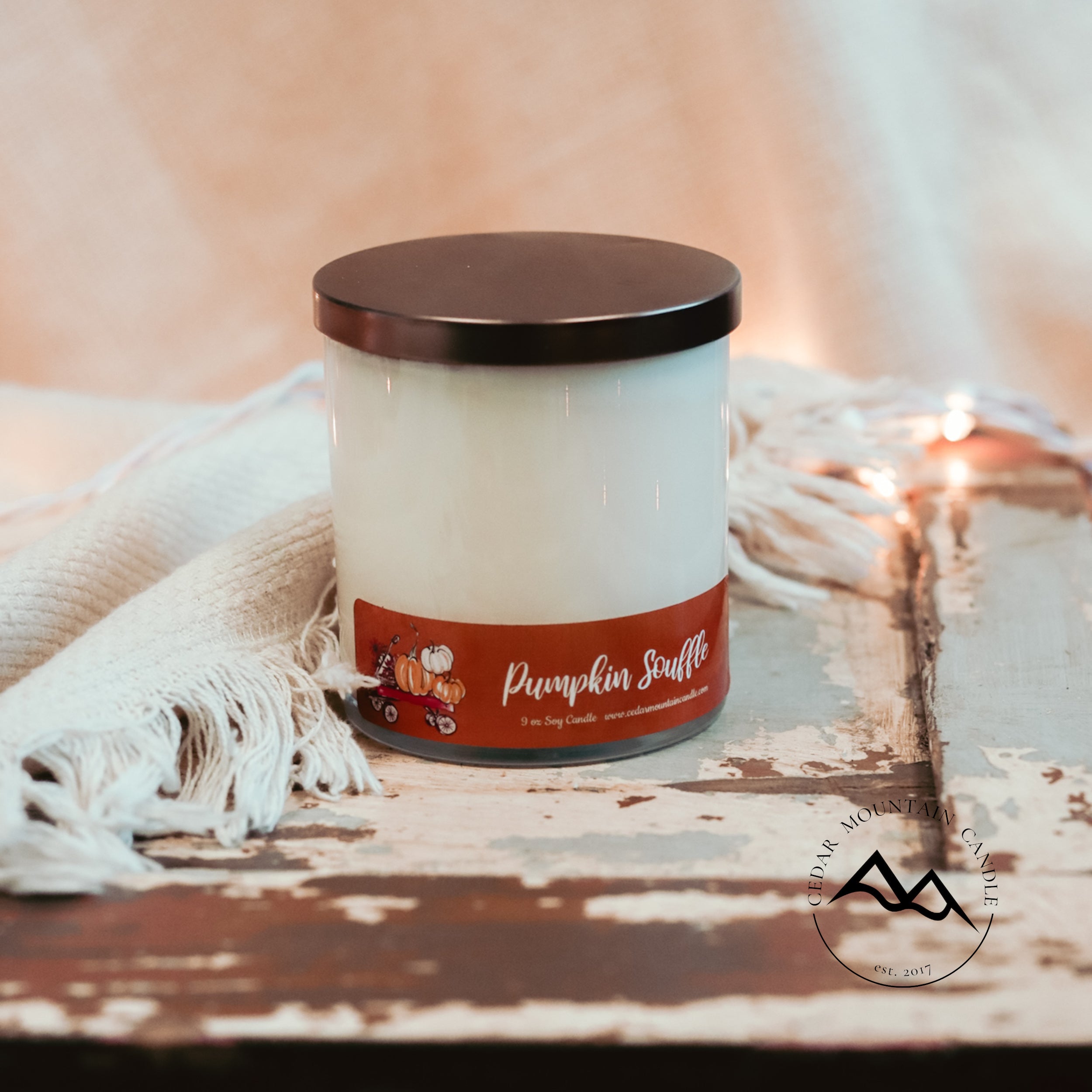Fall Orange Pumpkin 9 oz Jar Soy Candle — product image