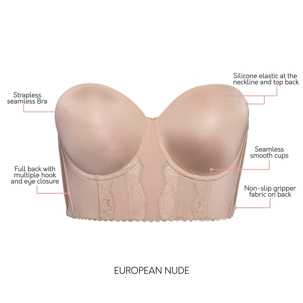 PARFAIT Elissa P50116 Women's Full Bust and Full Figure Strapless Longline Bra  - European Nude
