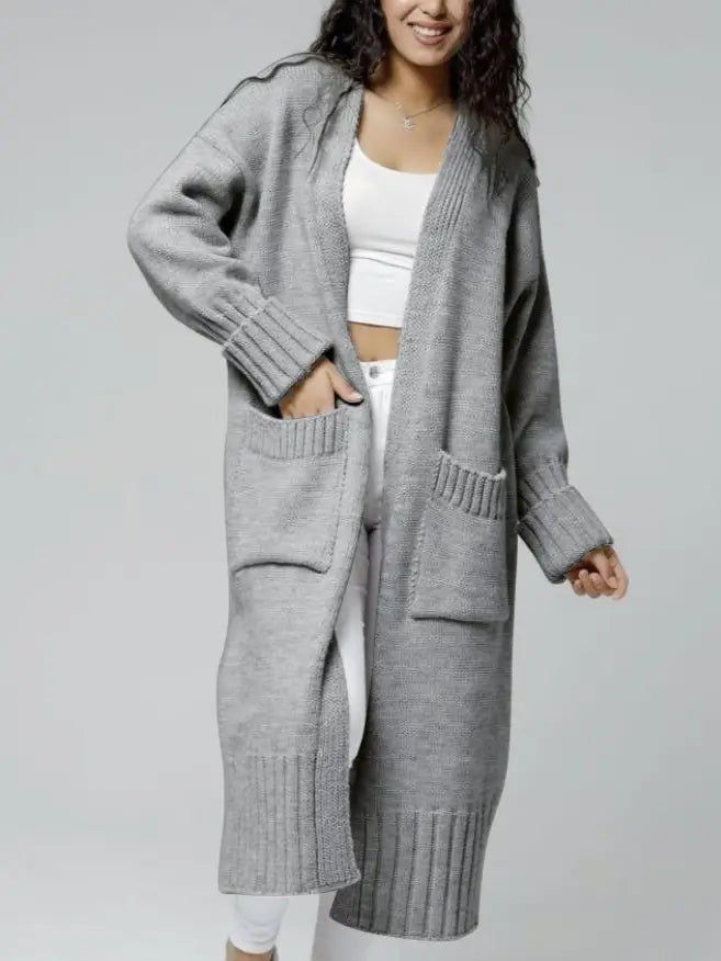 Casual Roll Up Sleeves Baggy Long Knitted Cardigan