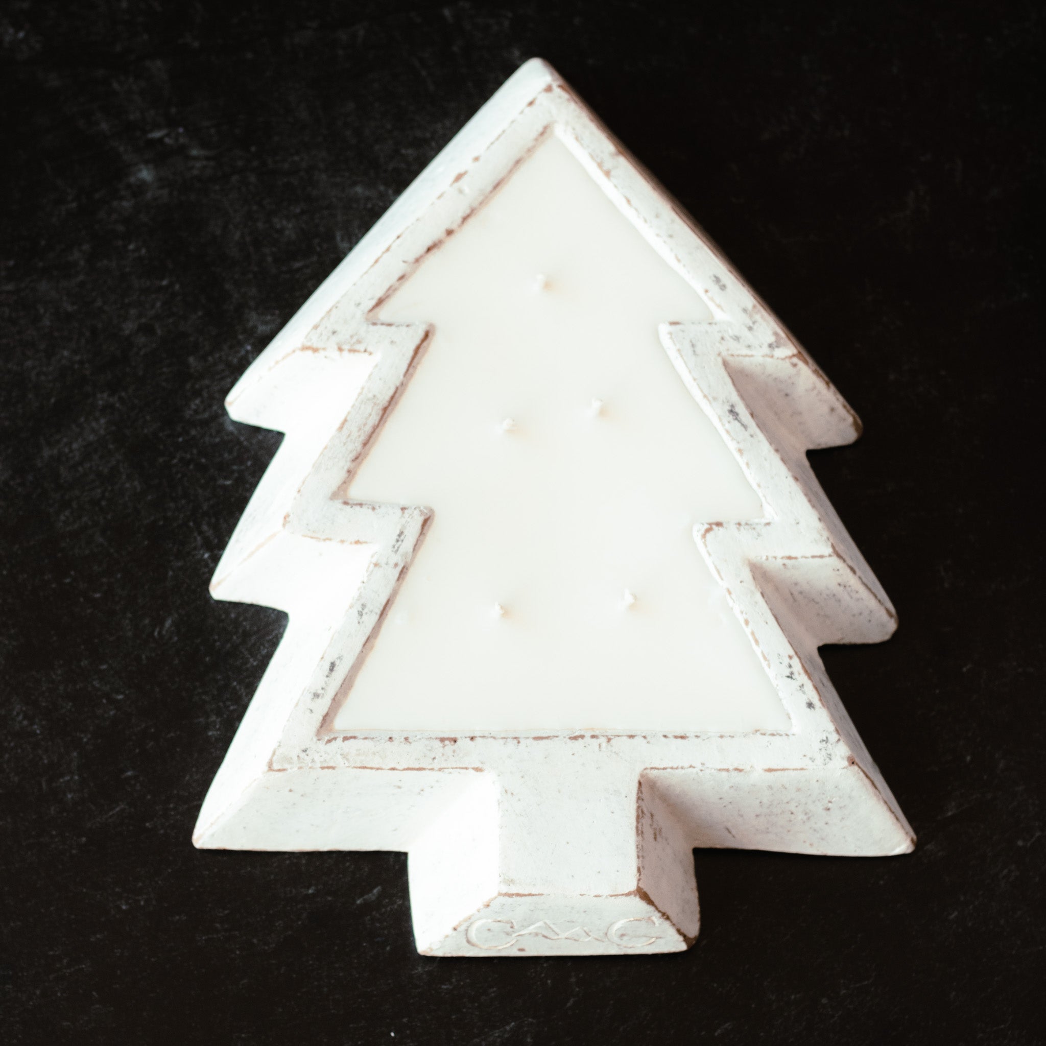 White Pottery Christmas Tree Bowl Candle - Fresh Brewed Coffee — product image