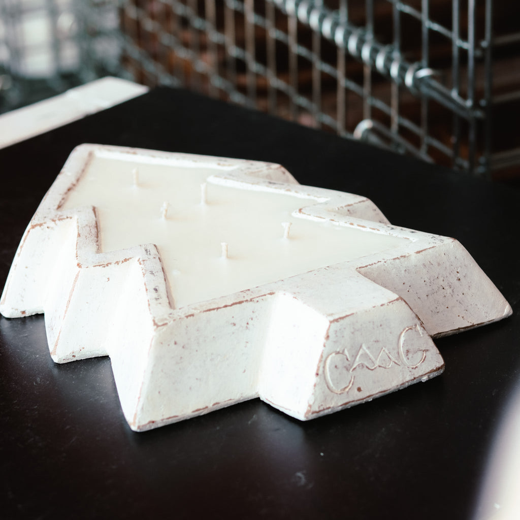 White Pottery Christmas Tree Bowl Candle - Fresh Brewed Coffee — product image