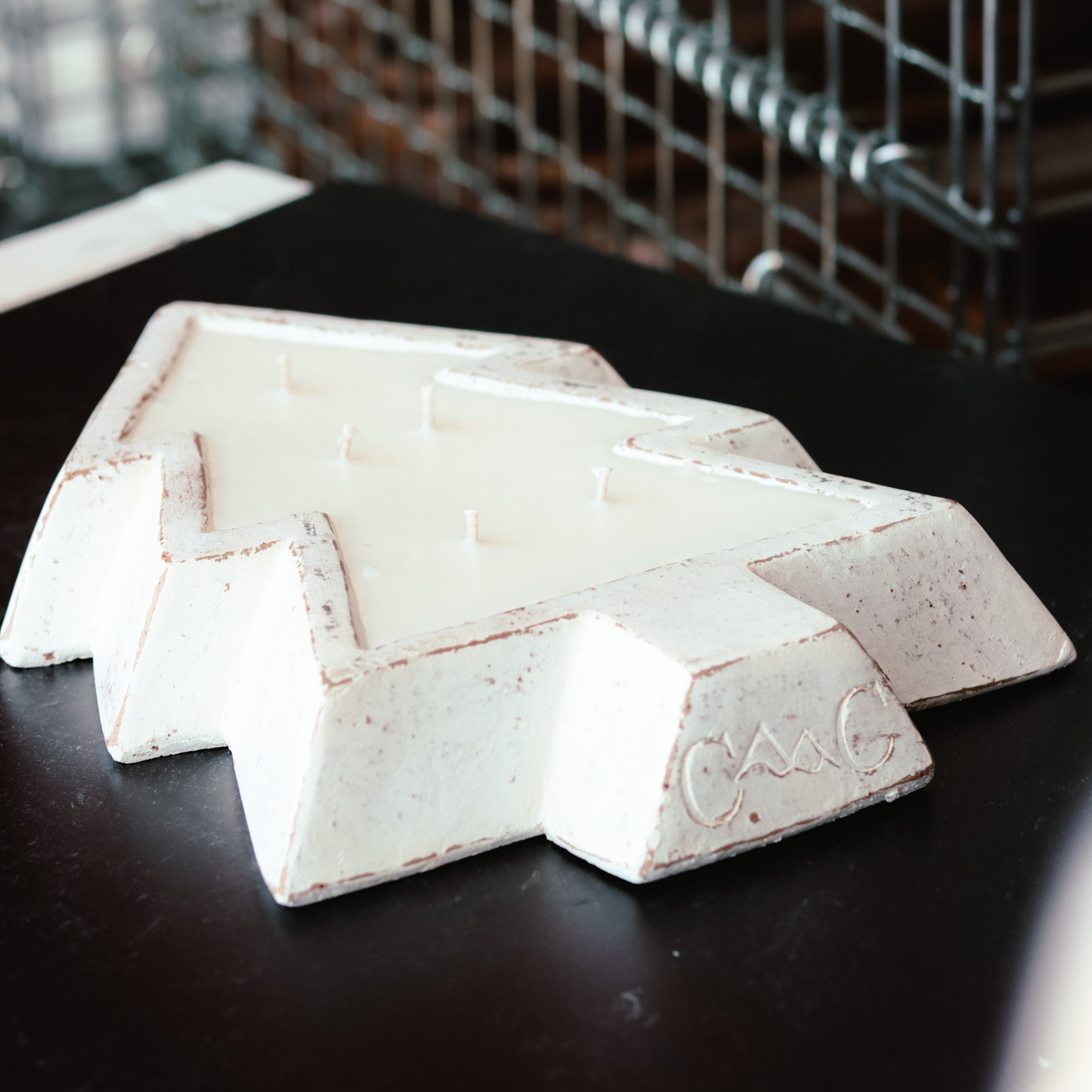 White Pottery Christmas Tree Bowl Candle - Fresh Brewed Coffee — product image