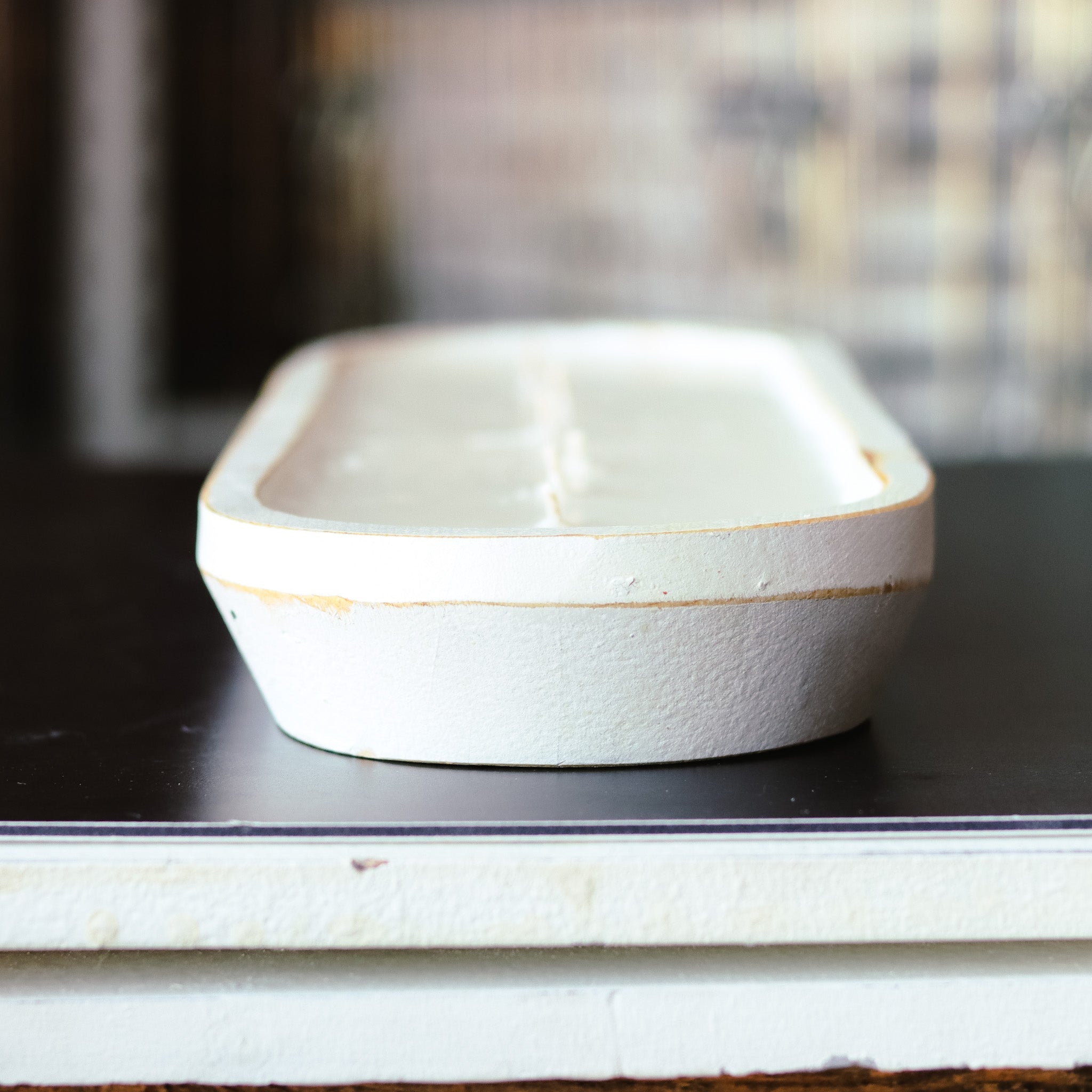 Lemon Citronella - 7 Wick White Wood Dough Bowl Soy Candle