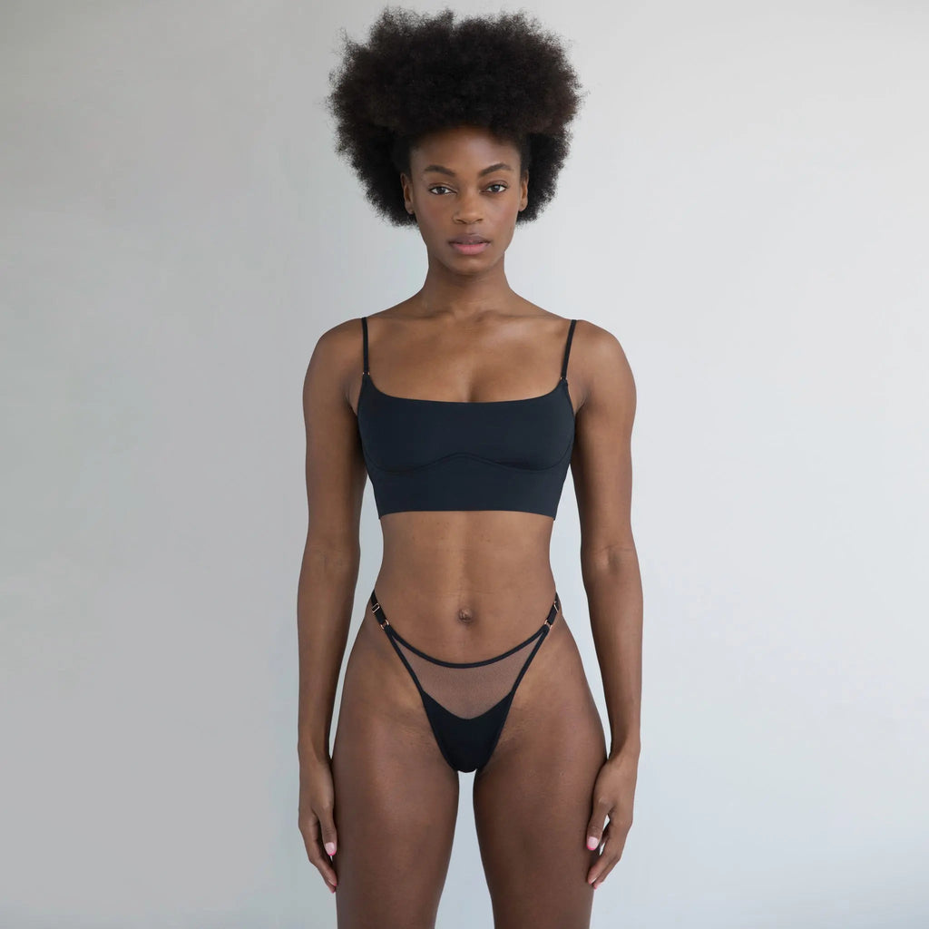 Core Long Line Bralette Black