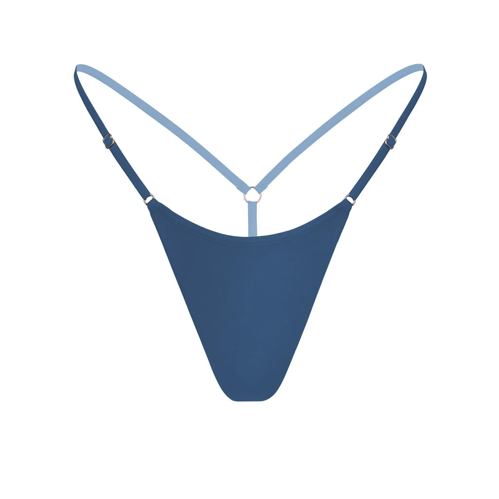Caress Micro-G String Dark Denim Blue