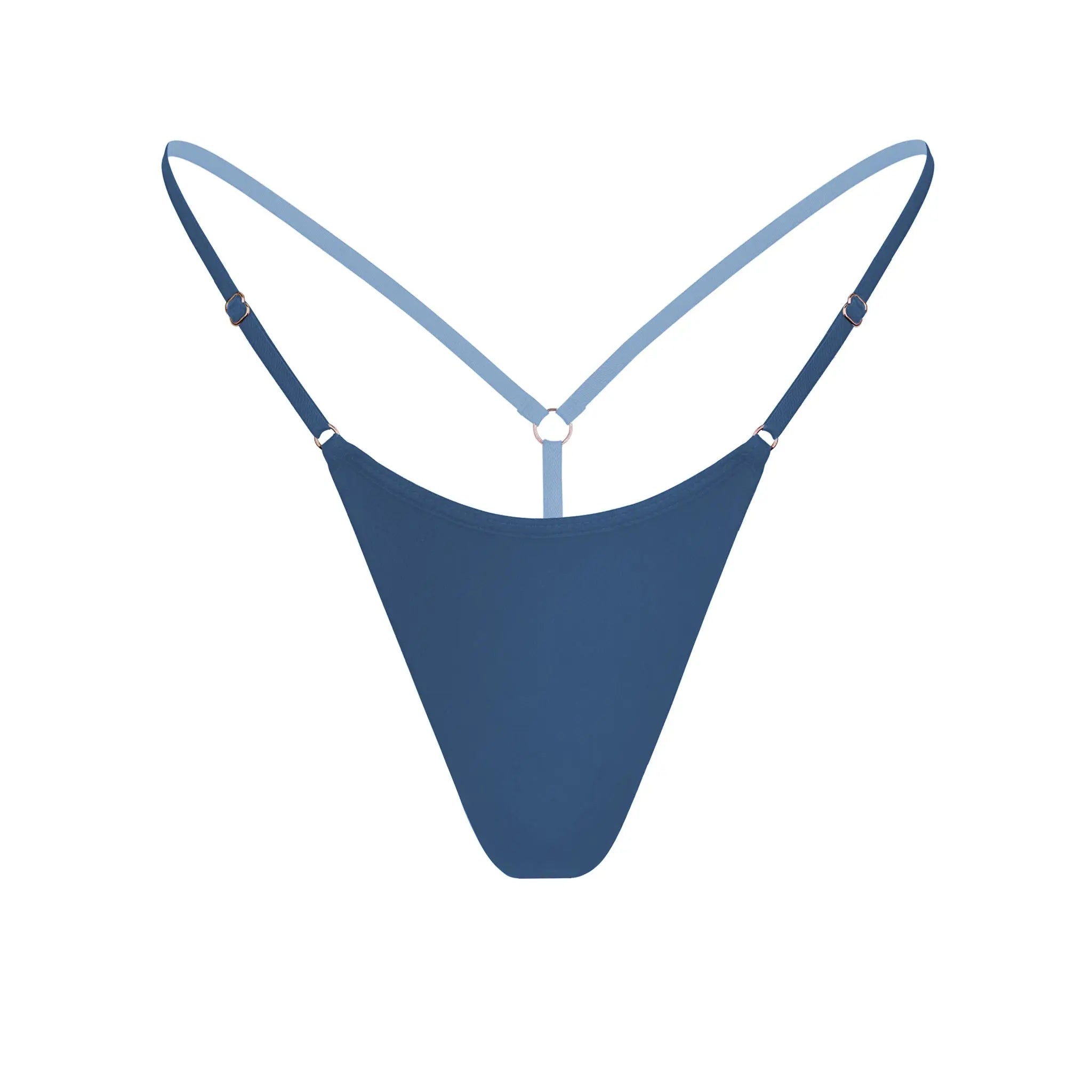 Caress Micro-G String Dark Denim Blue