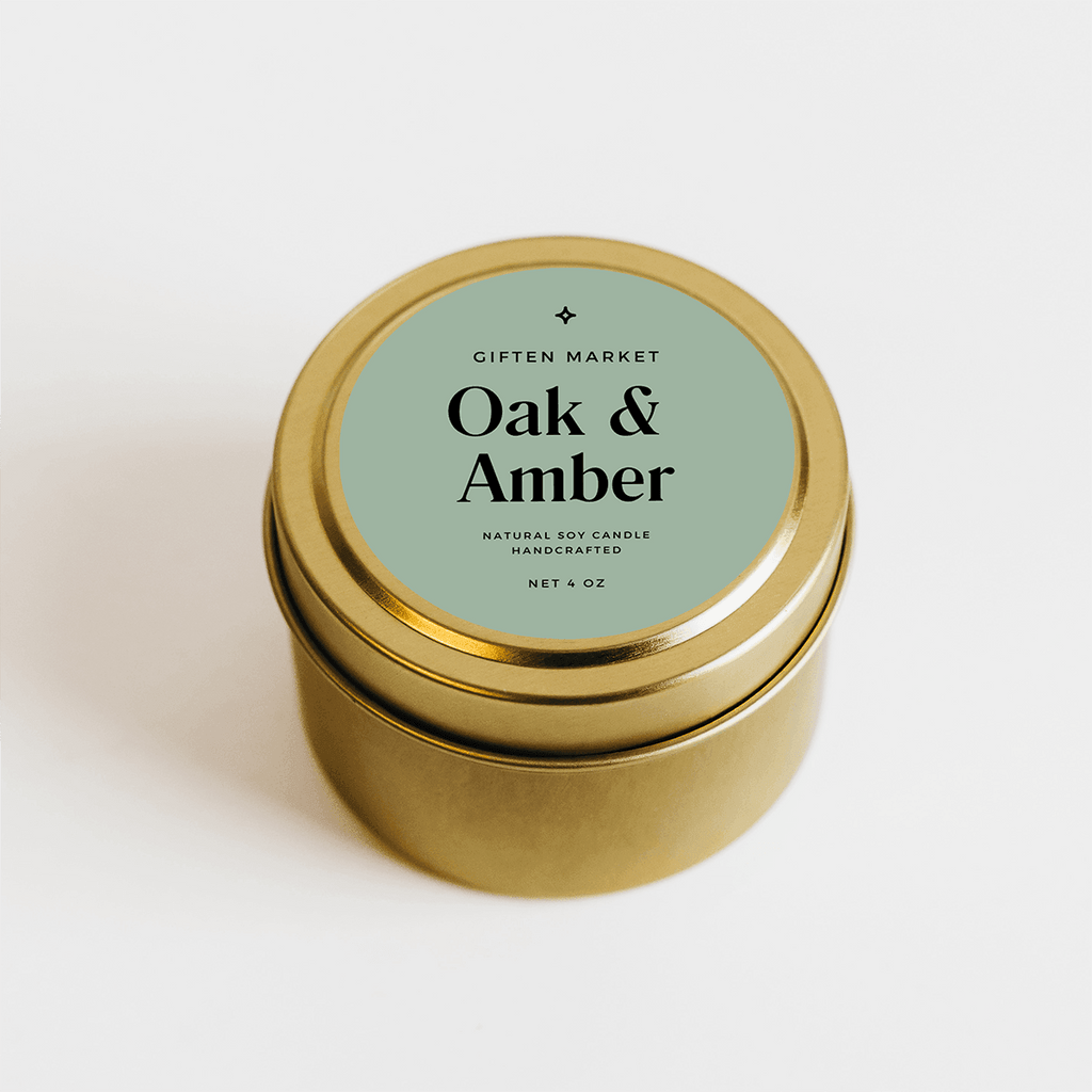 Oak & Amber Gold Travel Candle.