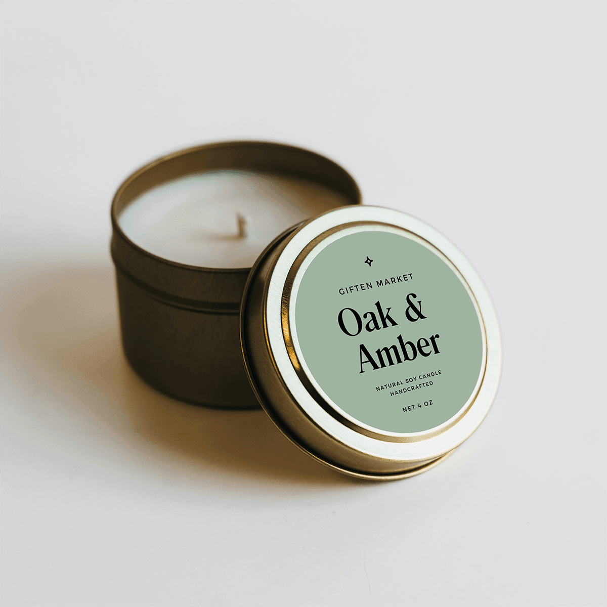 Oak & Amber Gold Travel Candle.