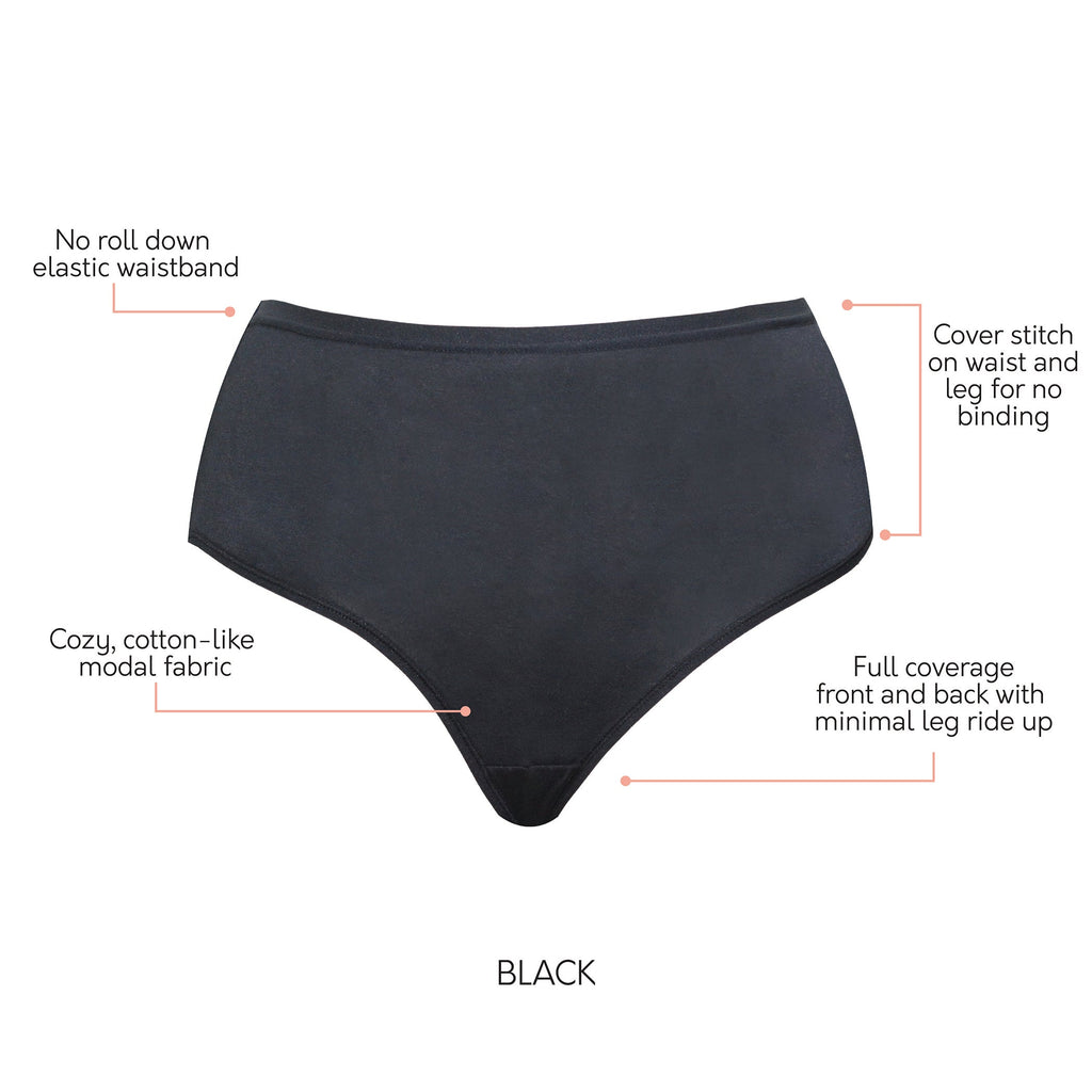 PARFAIT Cozy Brief PP5032 Cotton Like Fabric Full Coverage  - Black