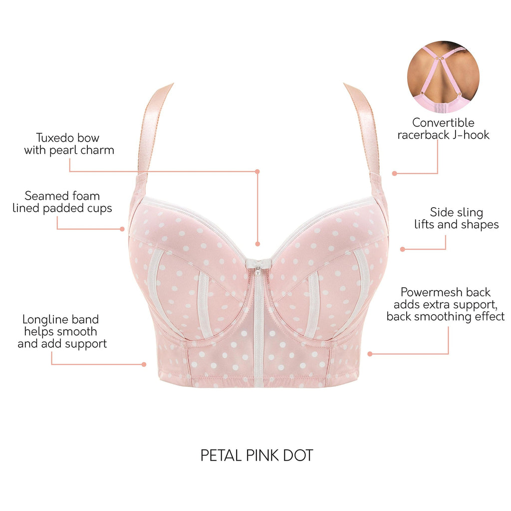 PARFAIT Charlotte Longline 6977 Women's Full Bust Padded Bra  - Petal Pink Dot