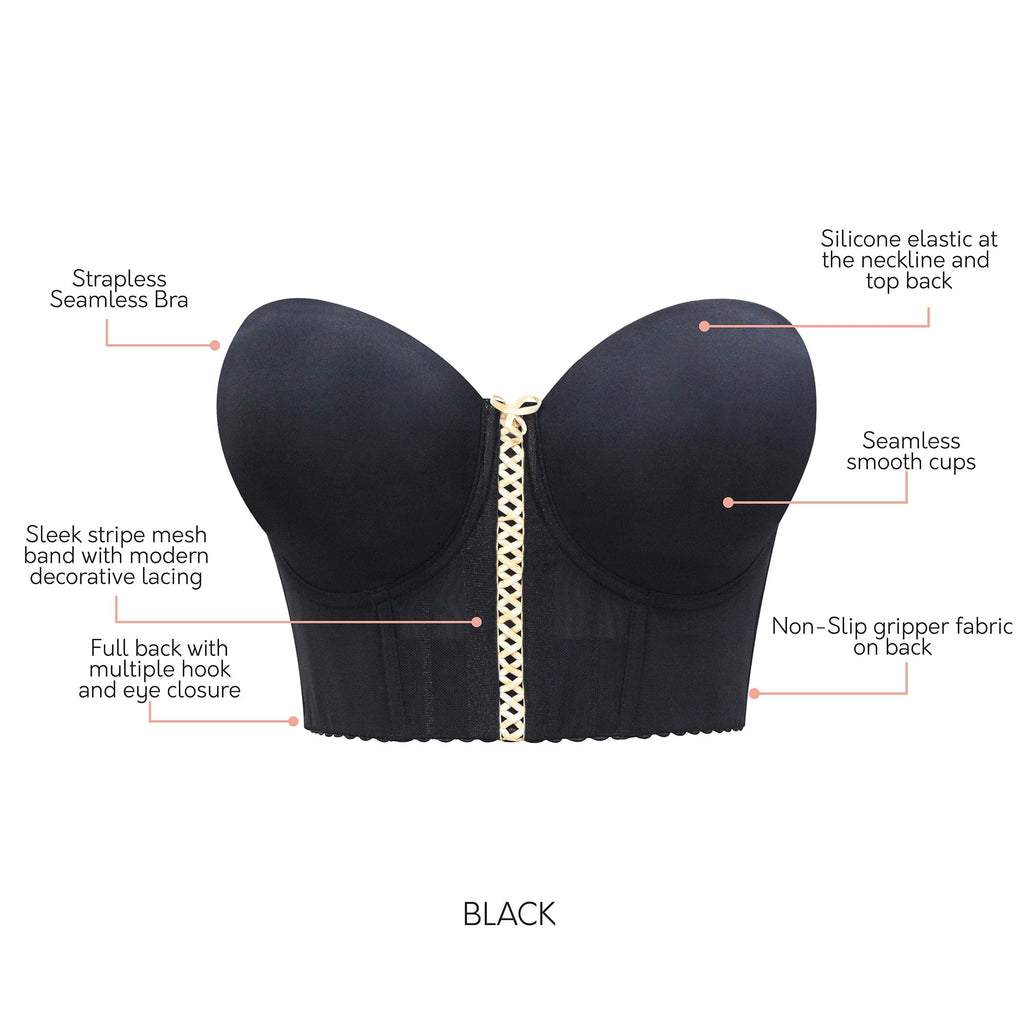PARFAIT Shea P60671 Women's Full Bust and Full Figure Strapless Longline Bra - Black