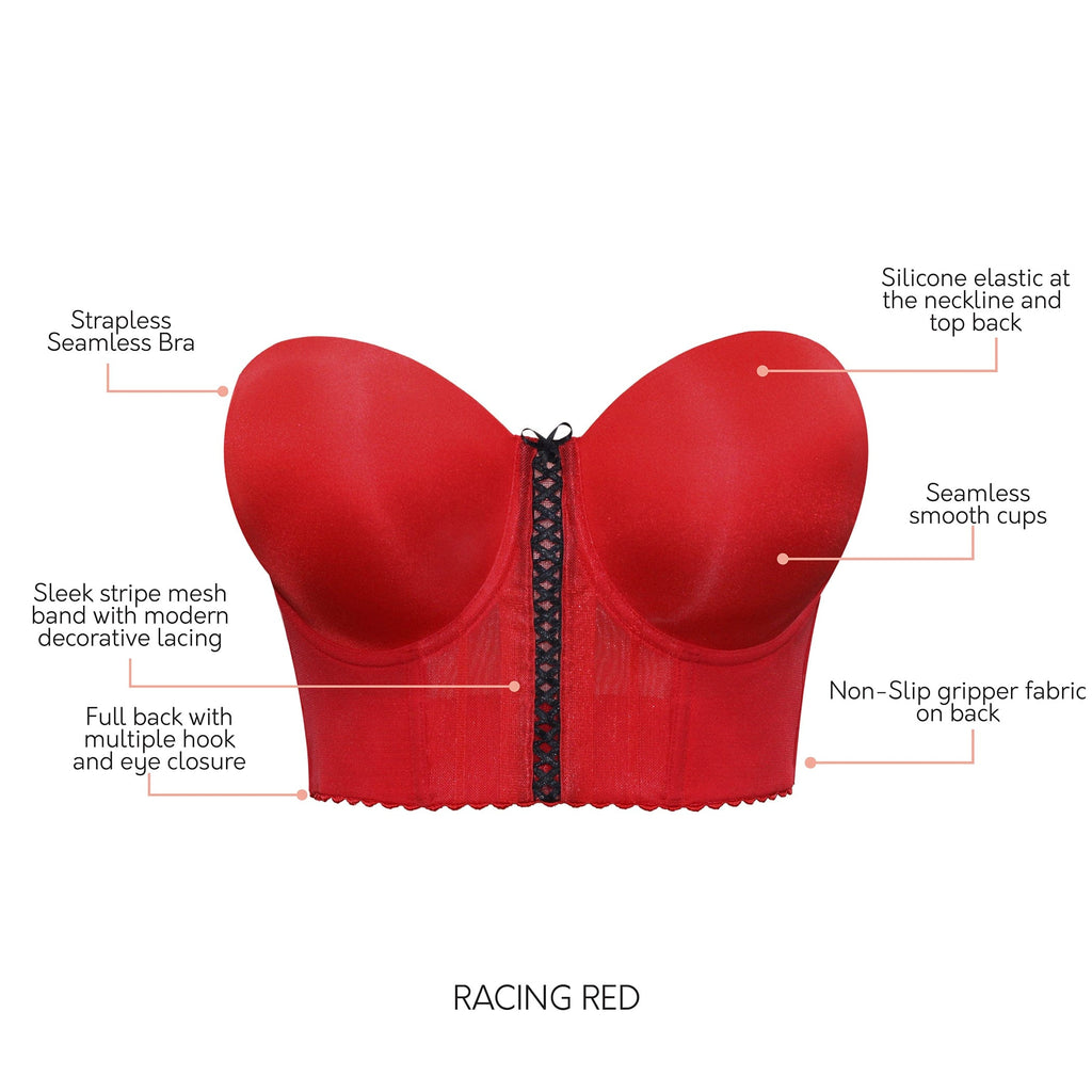 PARFAIT Shea P60671 Women's Full Bust and Full Figure Strapless Longline Bra - Racing Red