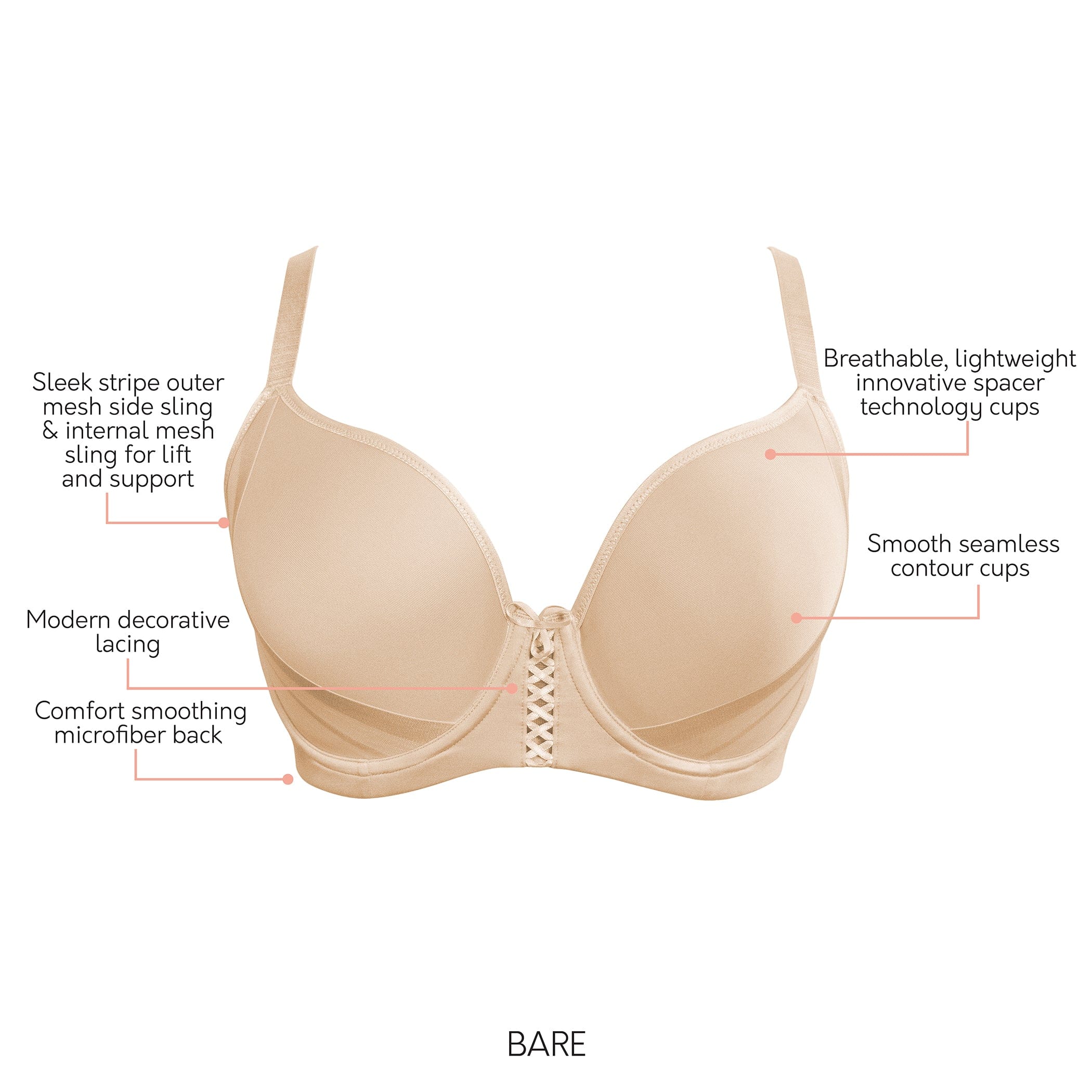 PARFAIT Shea P6061 Women's Spacer T-shirt Full Busted Bra - Bare