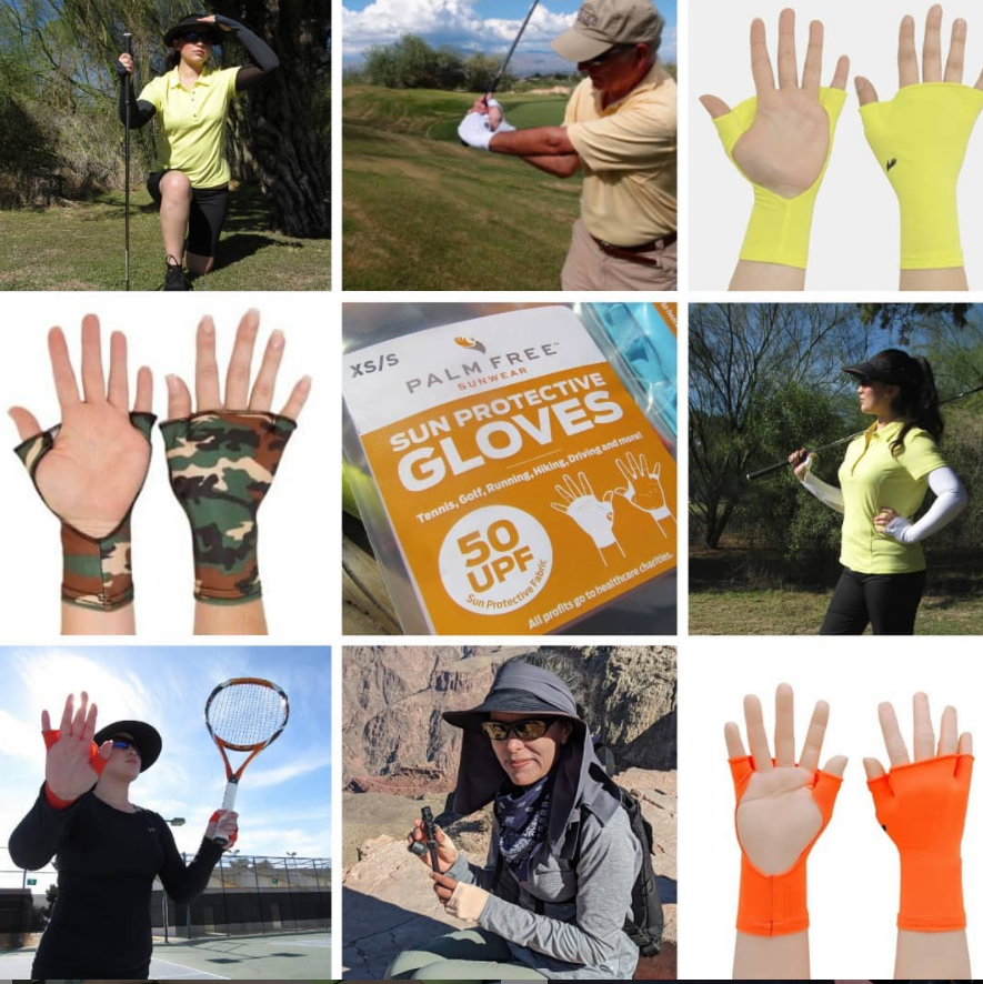 PalmFree™ Sun Gloves - Black - UPF 50+ — product image
