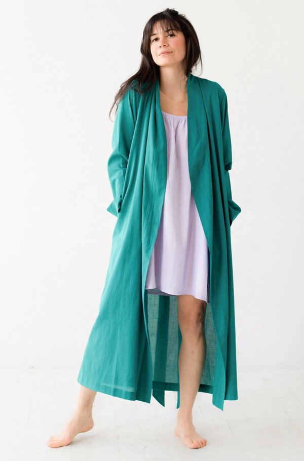 Classic Long Woven Cotton Robe — product image