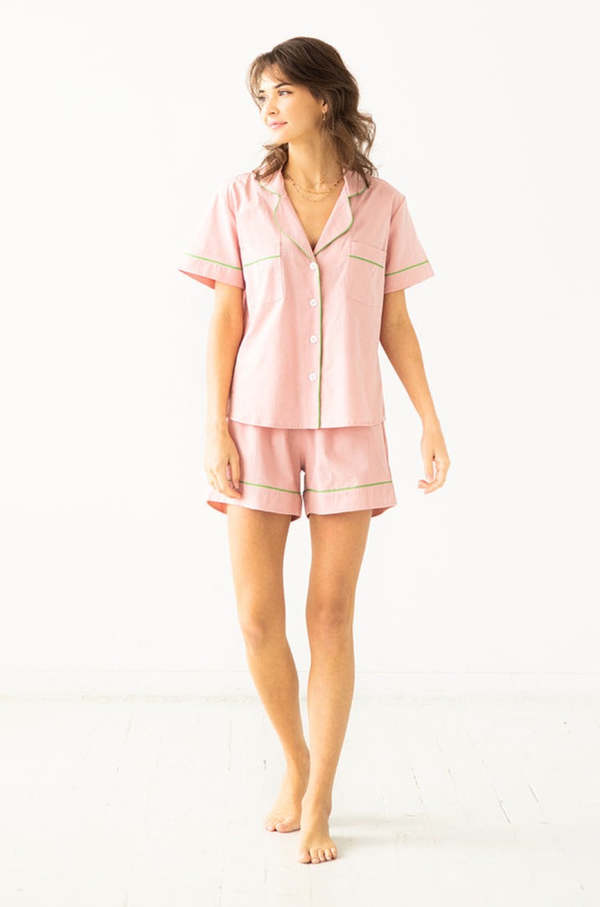 SALUA Classic Shorties Pajamas in Woven Cotton — product image