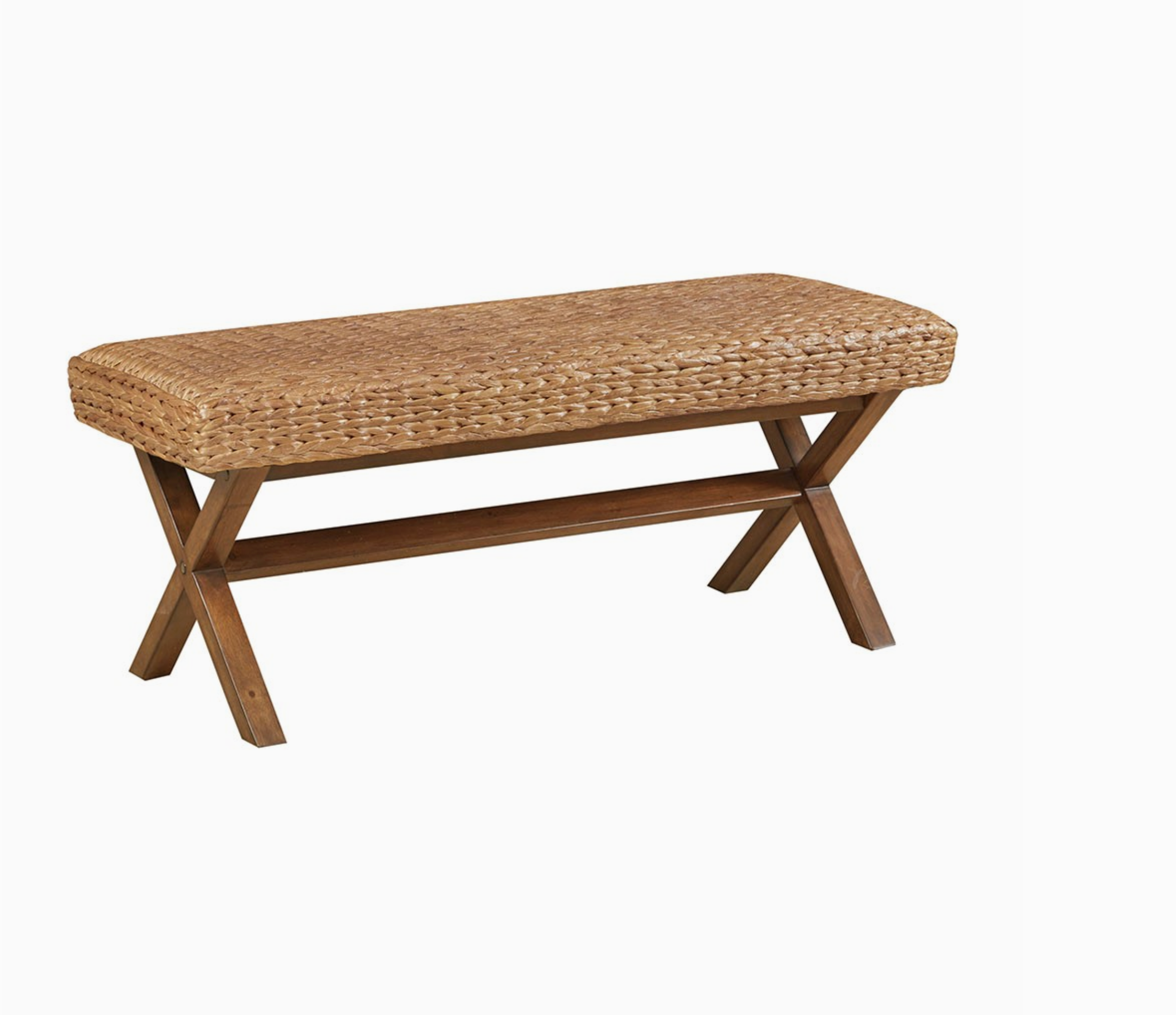Healthy Balance Market Seagrass Woven Farmhouse Rustic Boho Bench