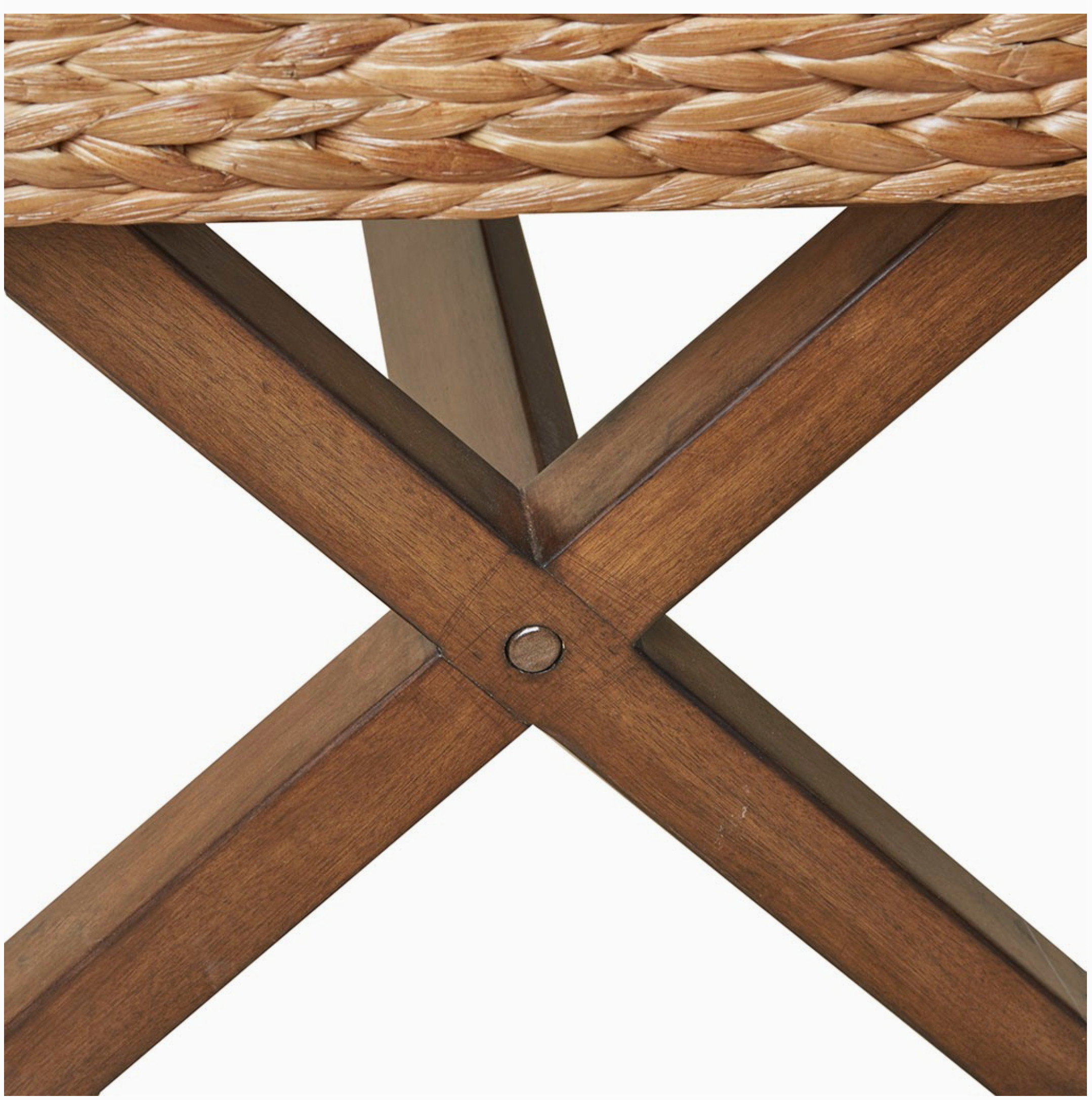 Healthy Balance Market Seagrass Woven Farmhouse Rustic Boho Bench
