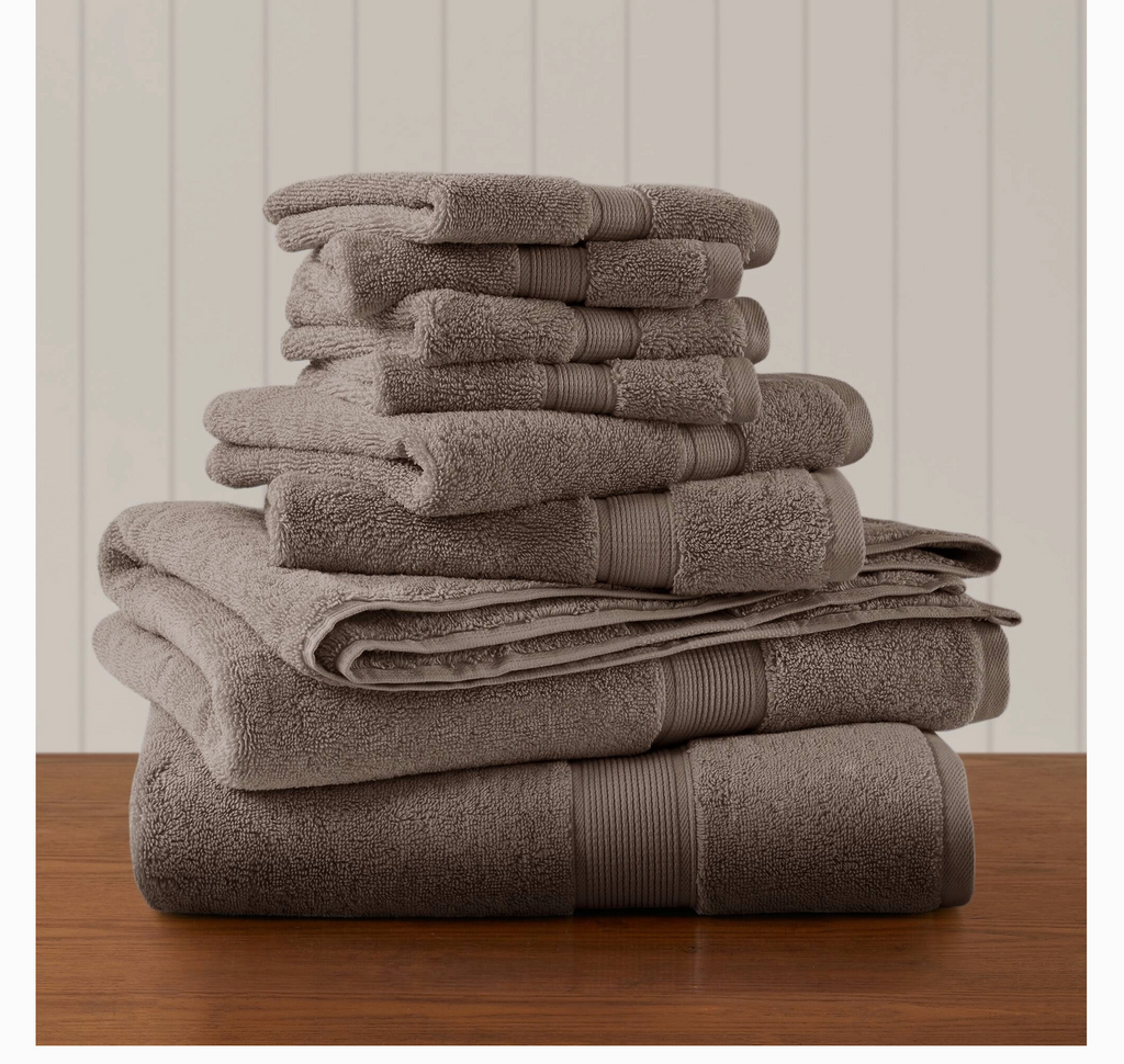 Healthy Balance Market Antibacterial Spa-Like 8-Piece Bathroom Towel Set, Mocha