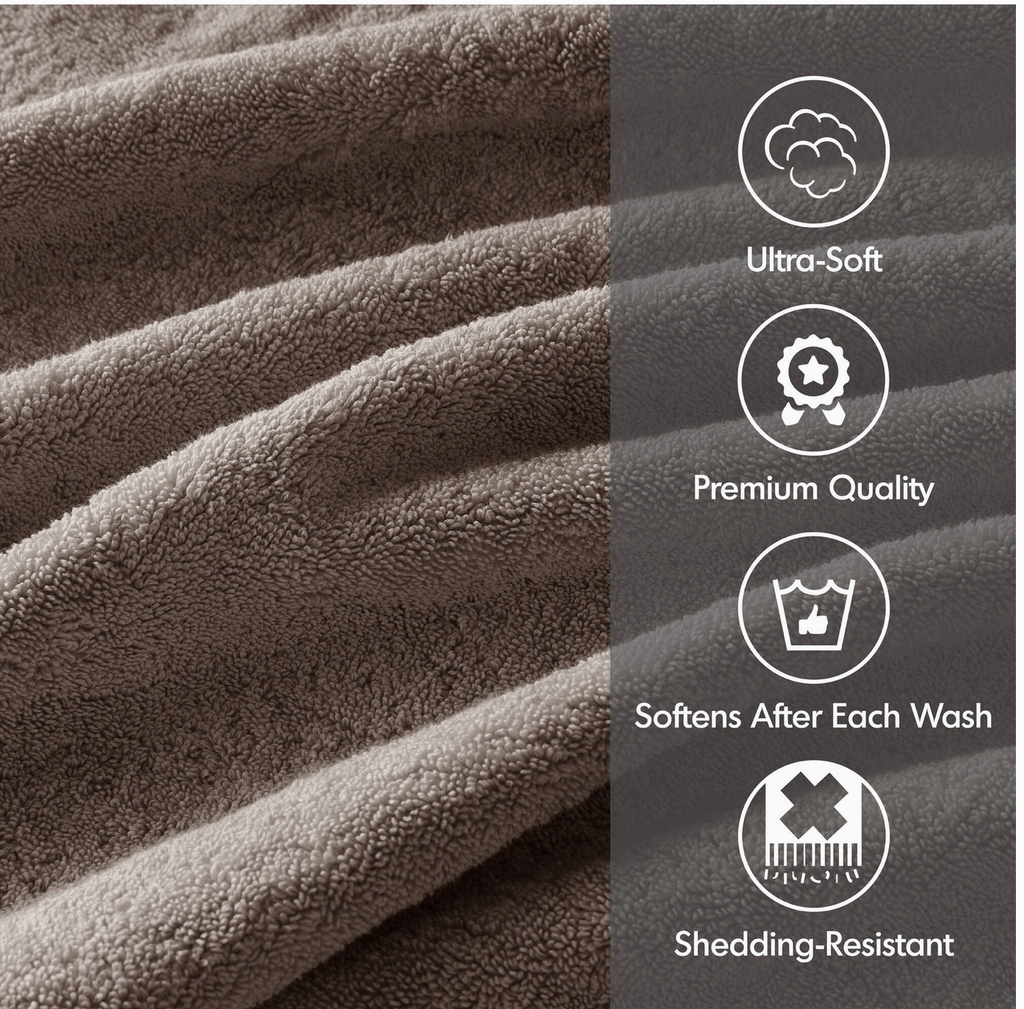 Healthy Balance Market Antibacterial Spa-Like 8-Piece Bathroom Towel Set, Mocha