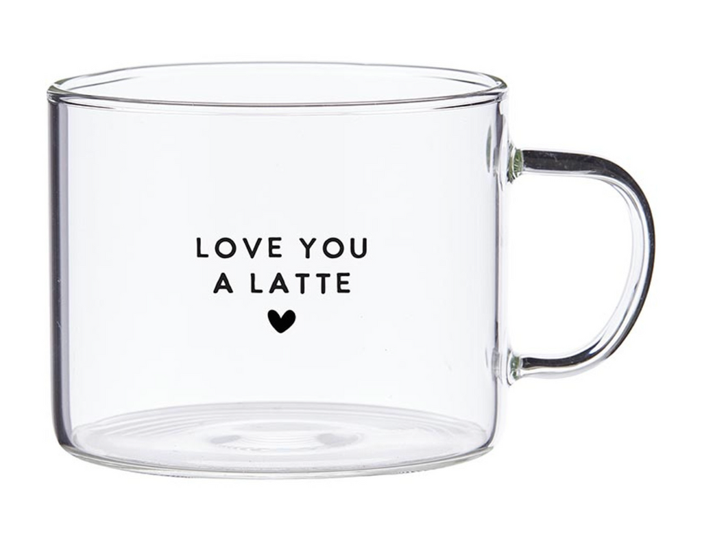 Large Glass Mug Love You A Latte