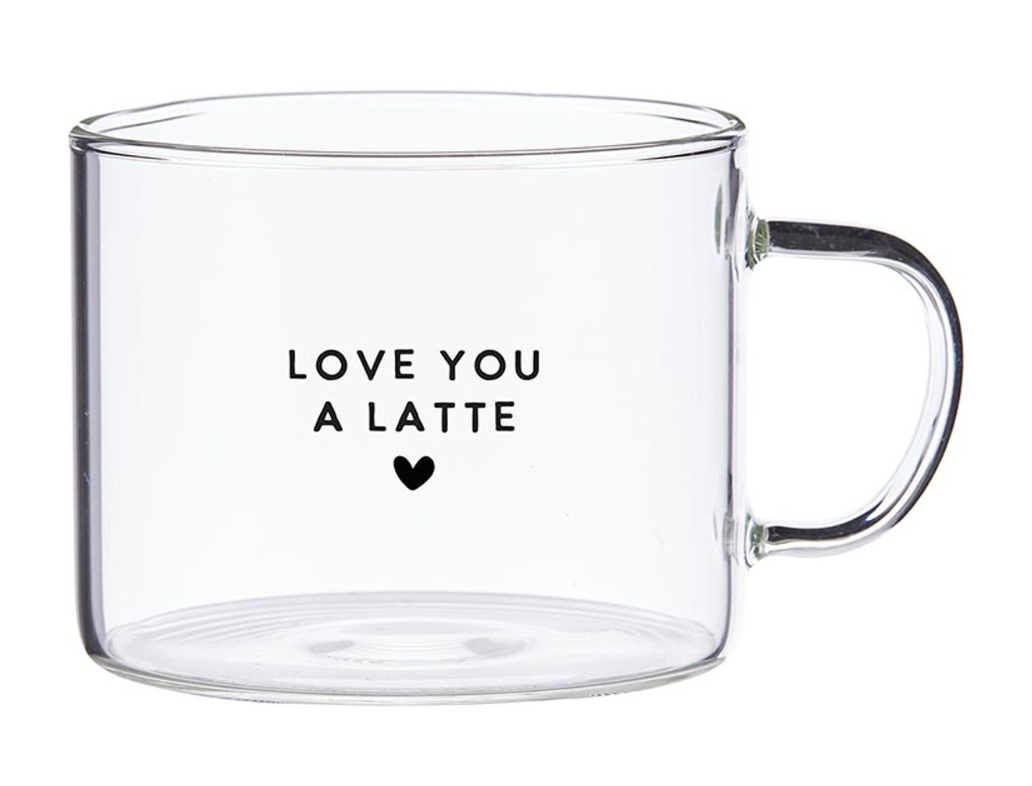 Large Glass Mug Love You A Latte