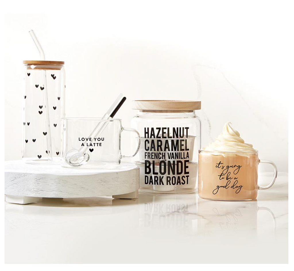Large Glass Mug Love You A Latte