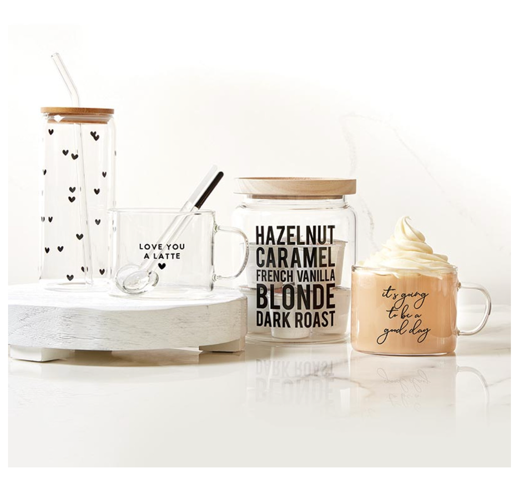 Large Glass Mug Love You A Latte