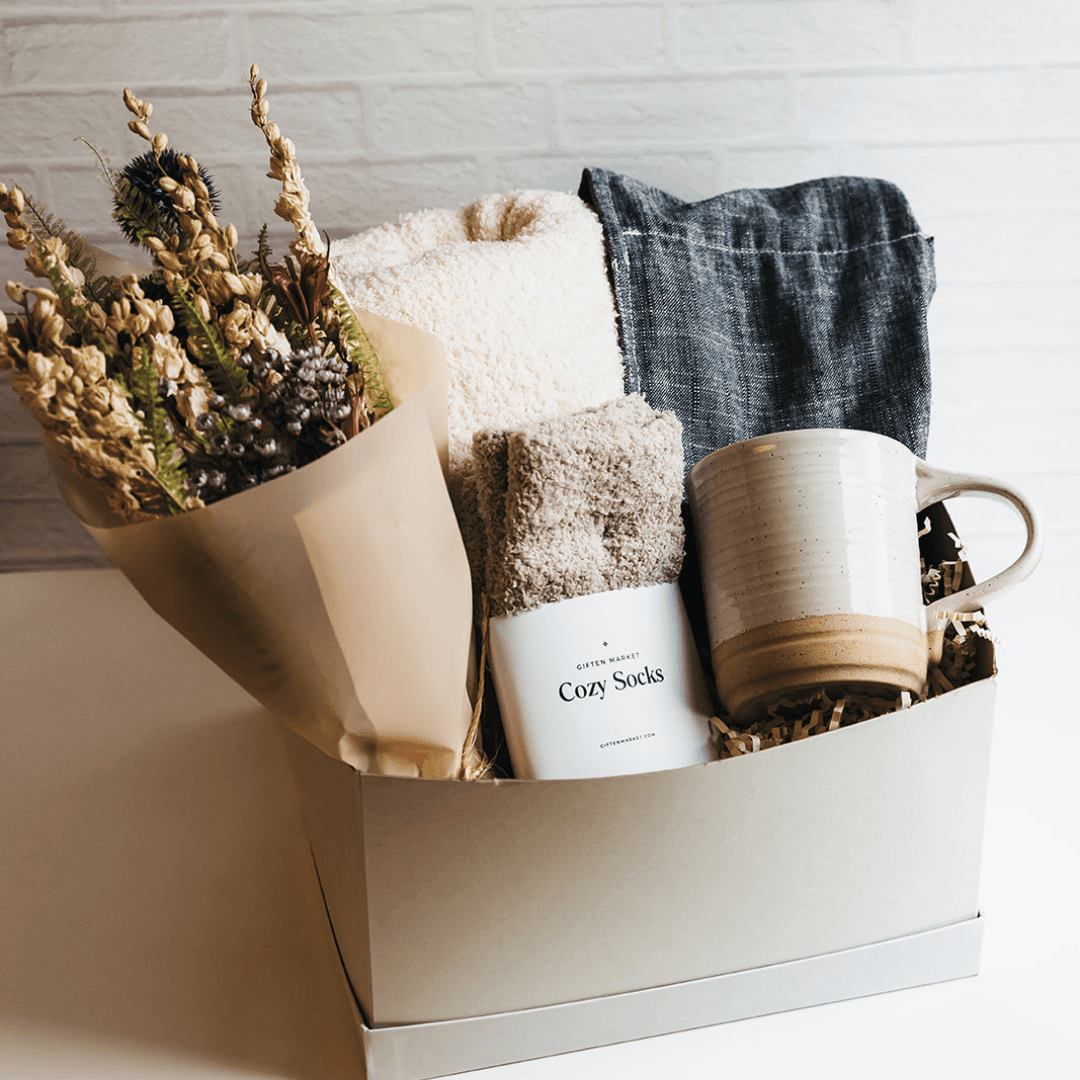 Comfort & Care Gift Box - Cream + Blue.