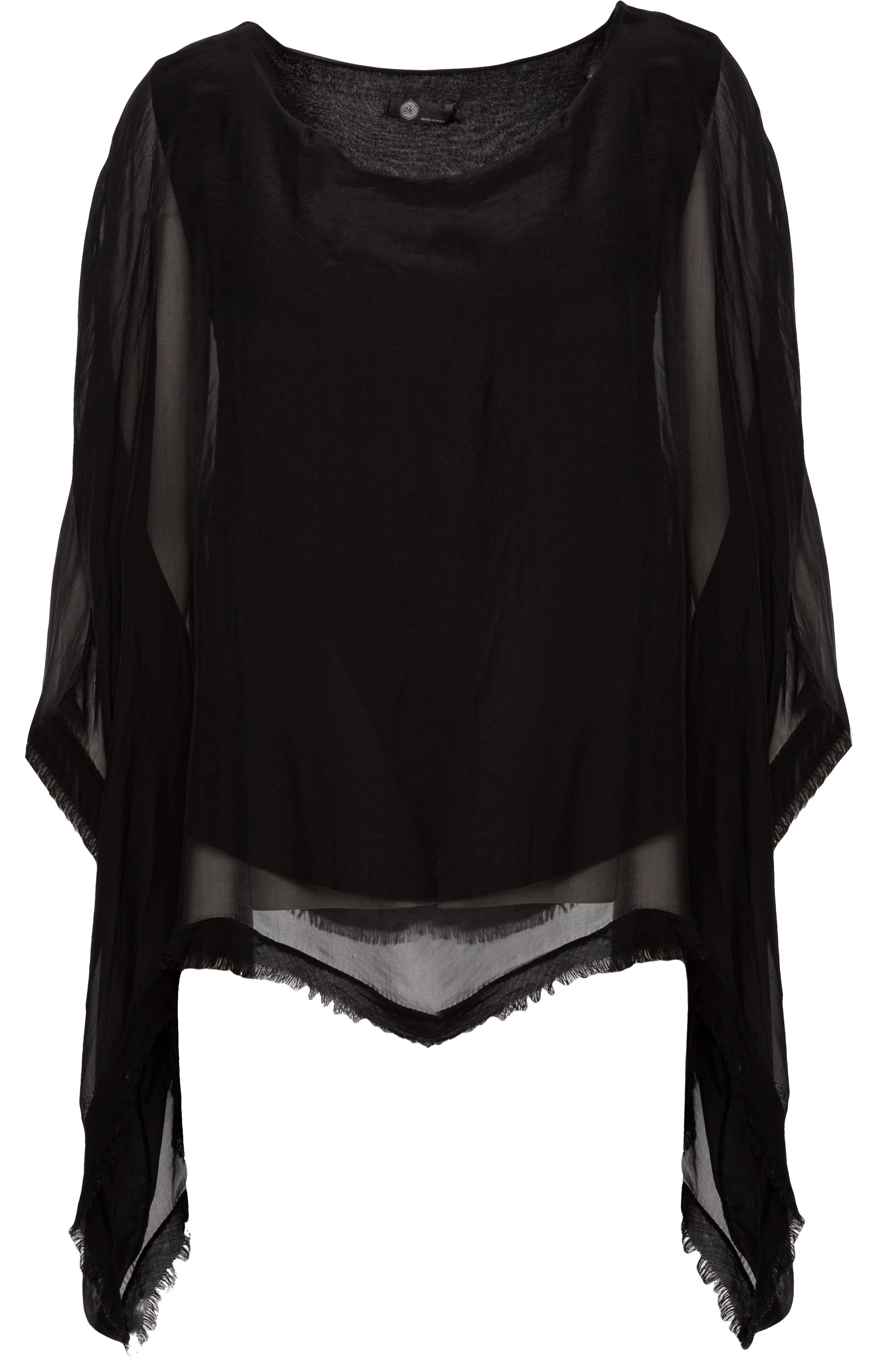 Alcina Blouse - Flowy Silk Blouse: Black / 30% SILK • 70% VISCOSE / L