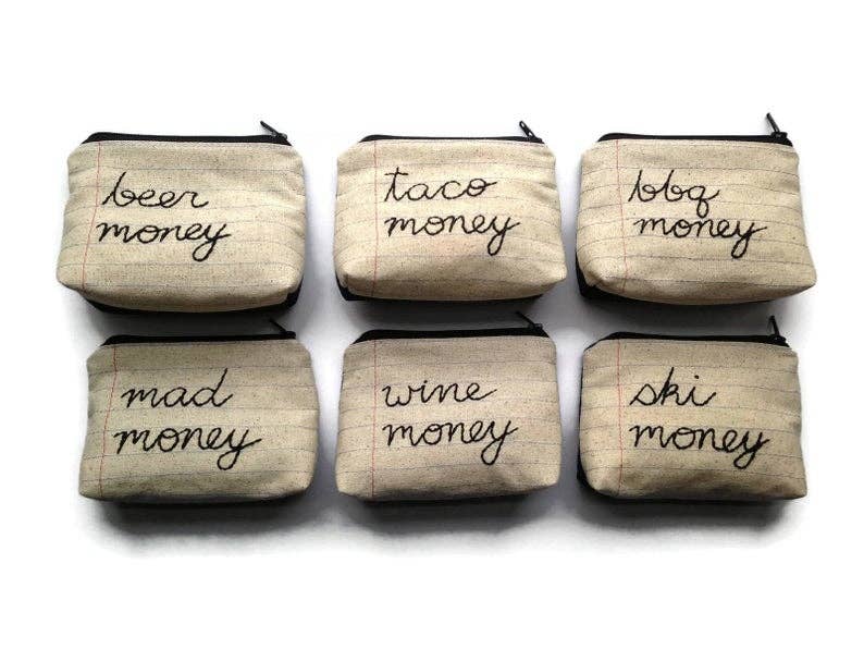 Money Bag Collection - Handmade Zipper Pouches